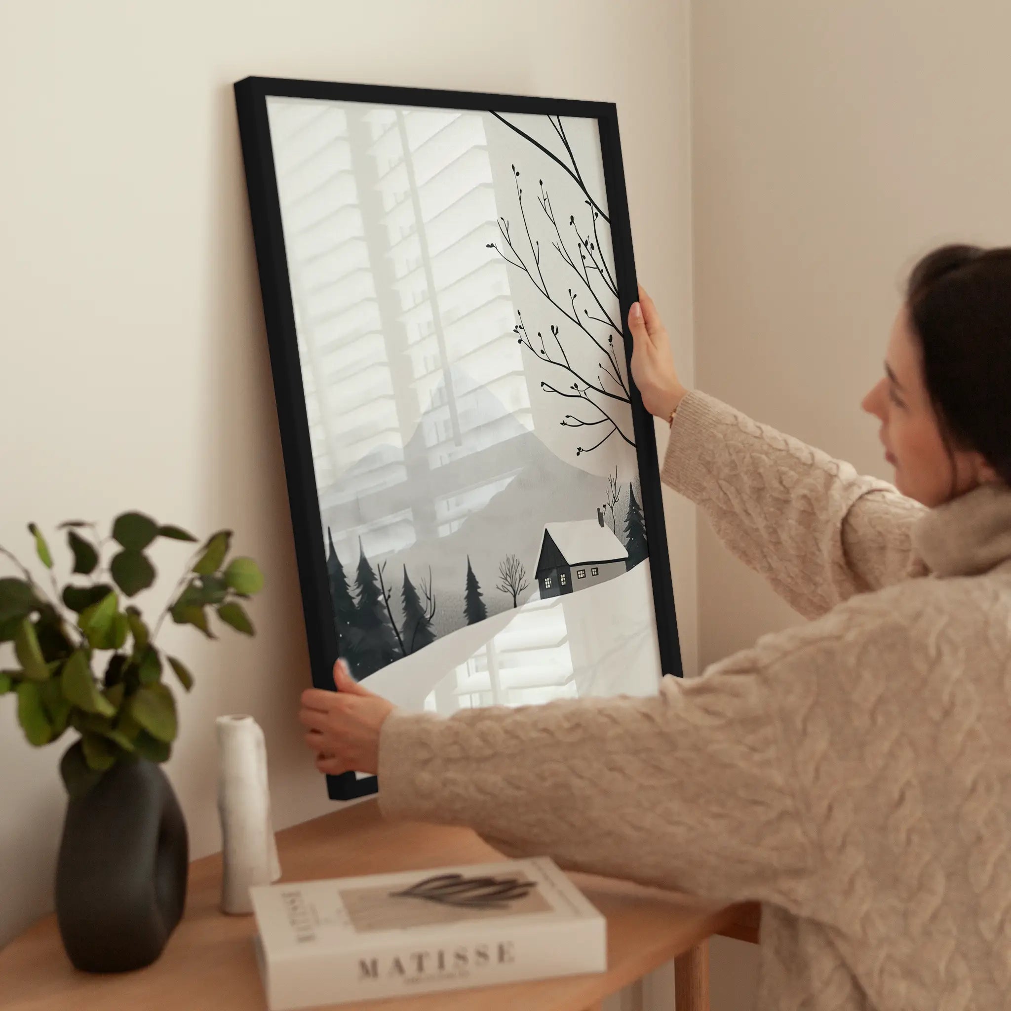 Winter Landscape House Snow wird aufgehängt