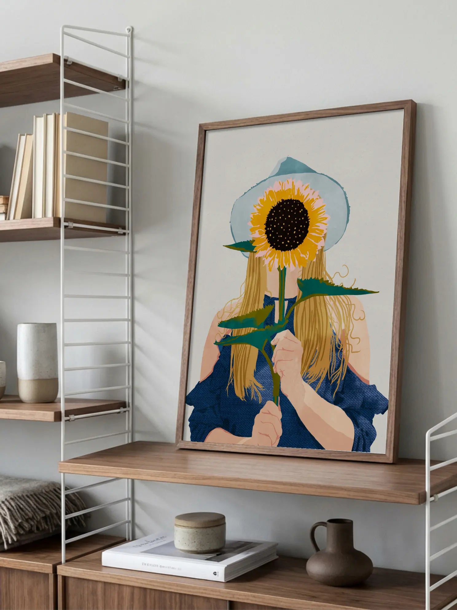 Woman Holding Large Sunflower Poster