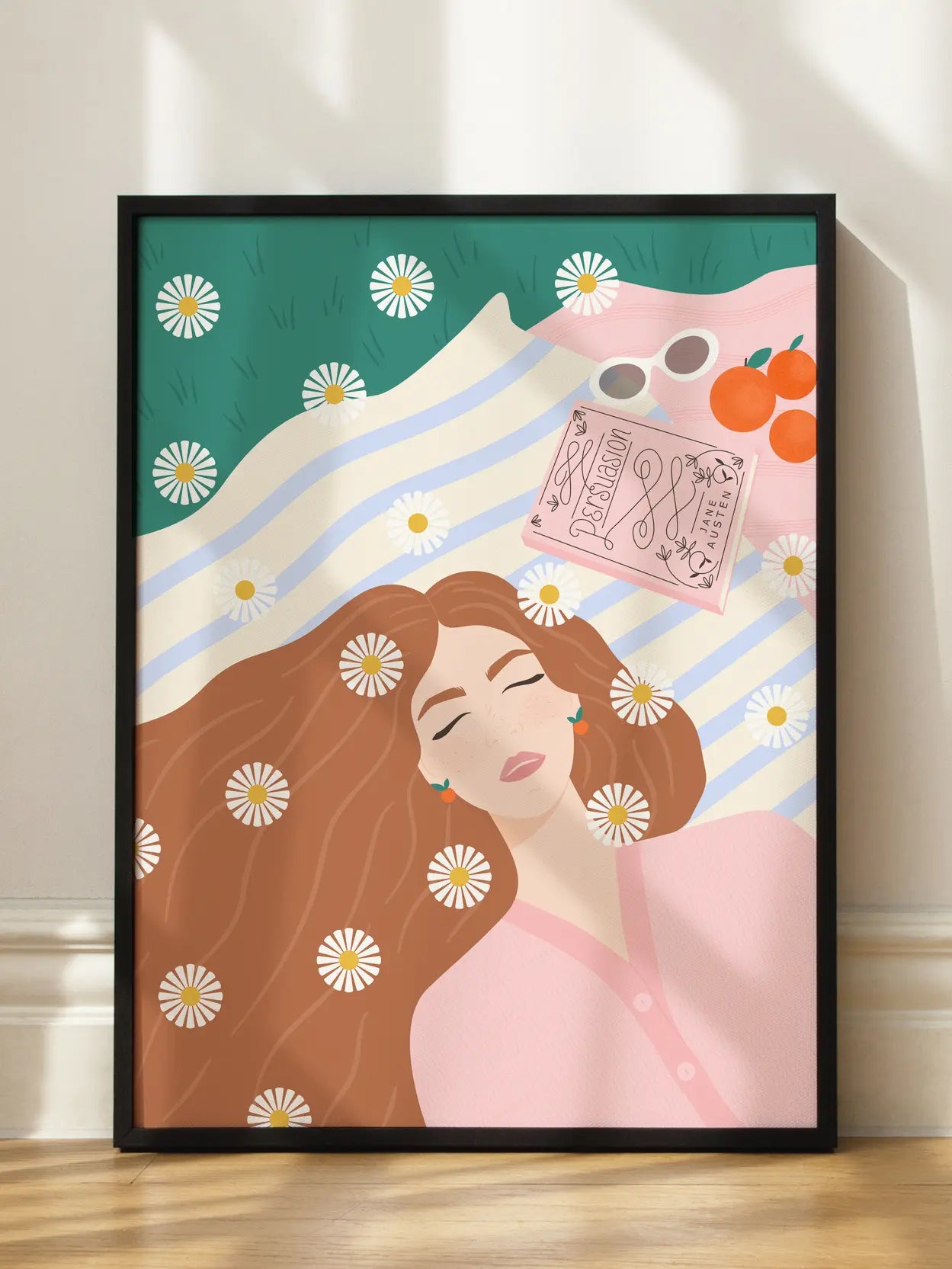 Woman Sleeping On Daisy Blanket