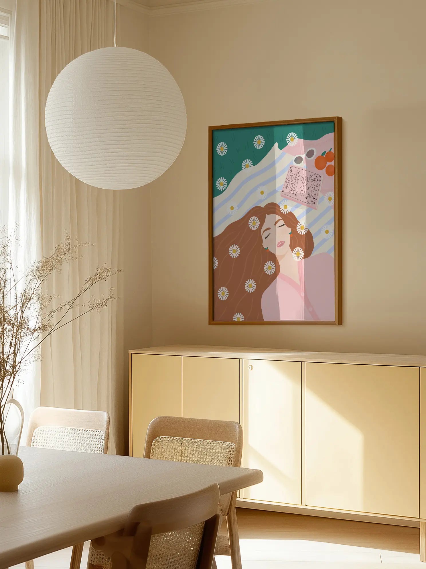 Woman Sleeping On Daisy Blanket Poster