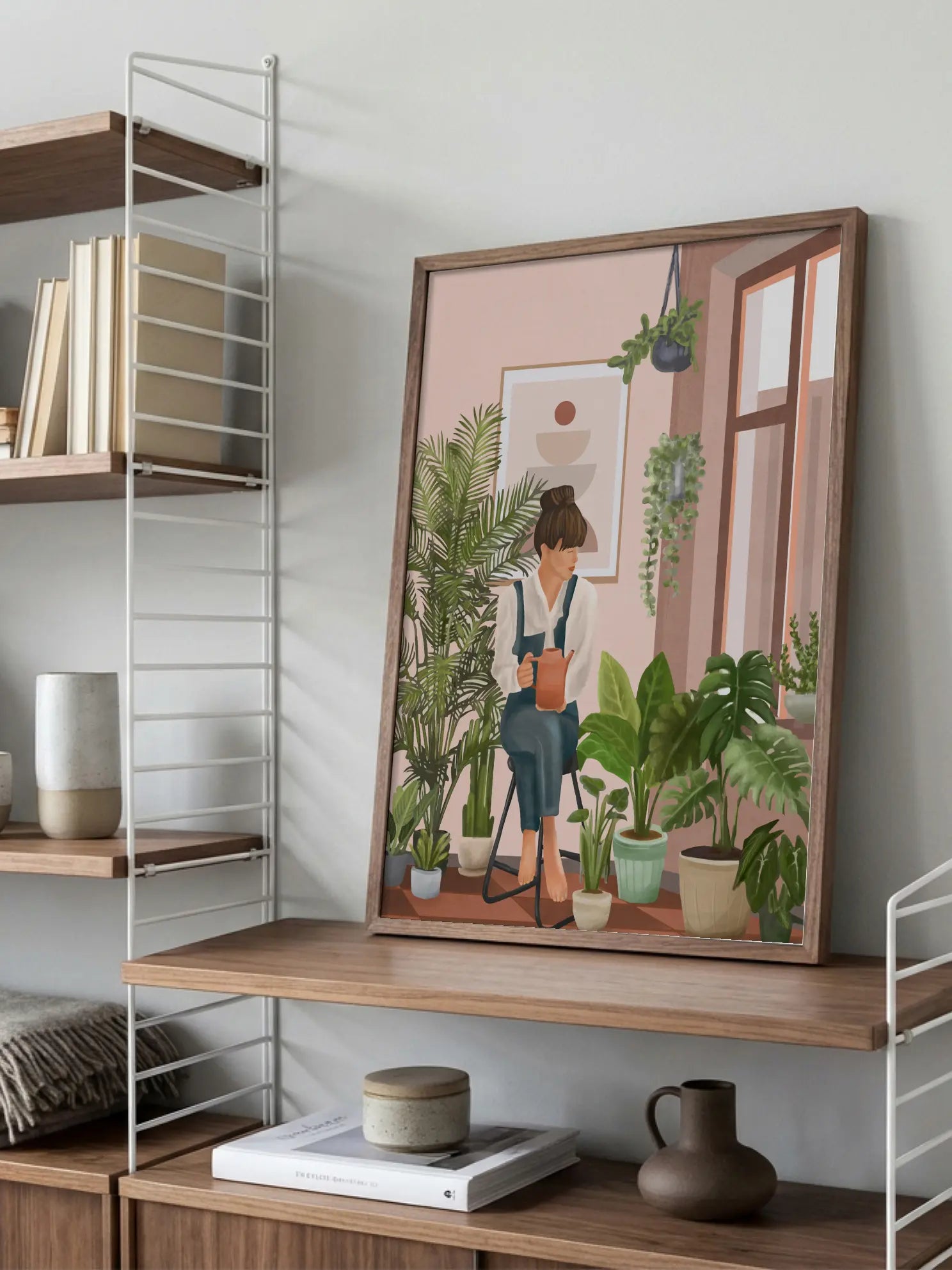Woman Watering Indoor Plants No2 Poster