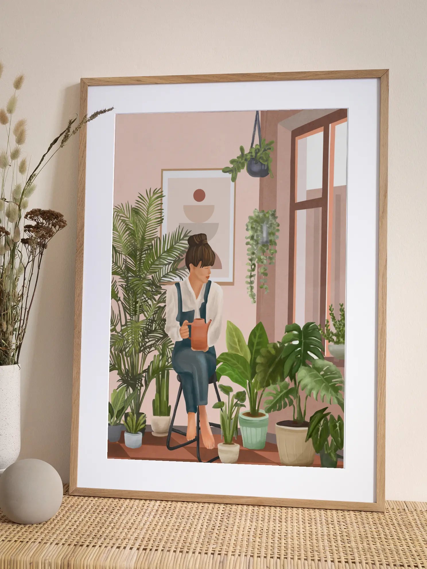 Woman Watering Indoor Plants No2 Poster