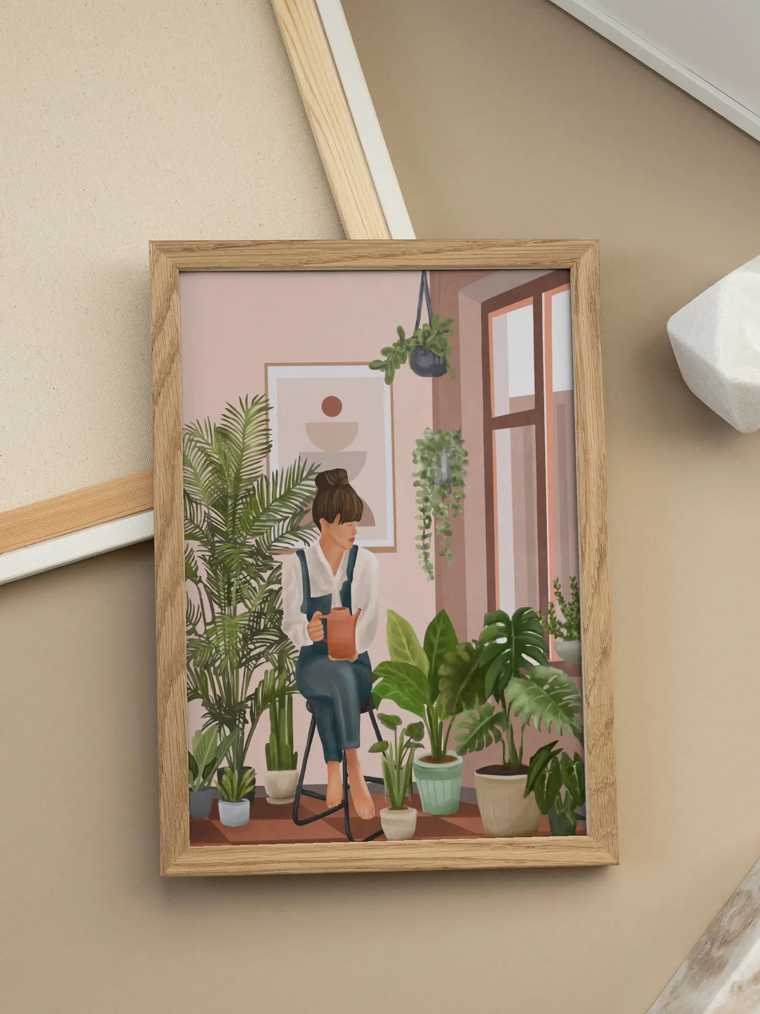 Woman Watering Indoor Plants No2 Poster
