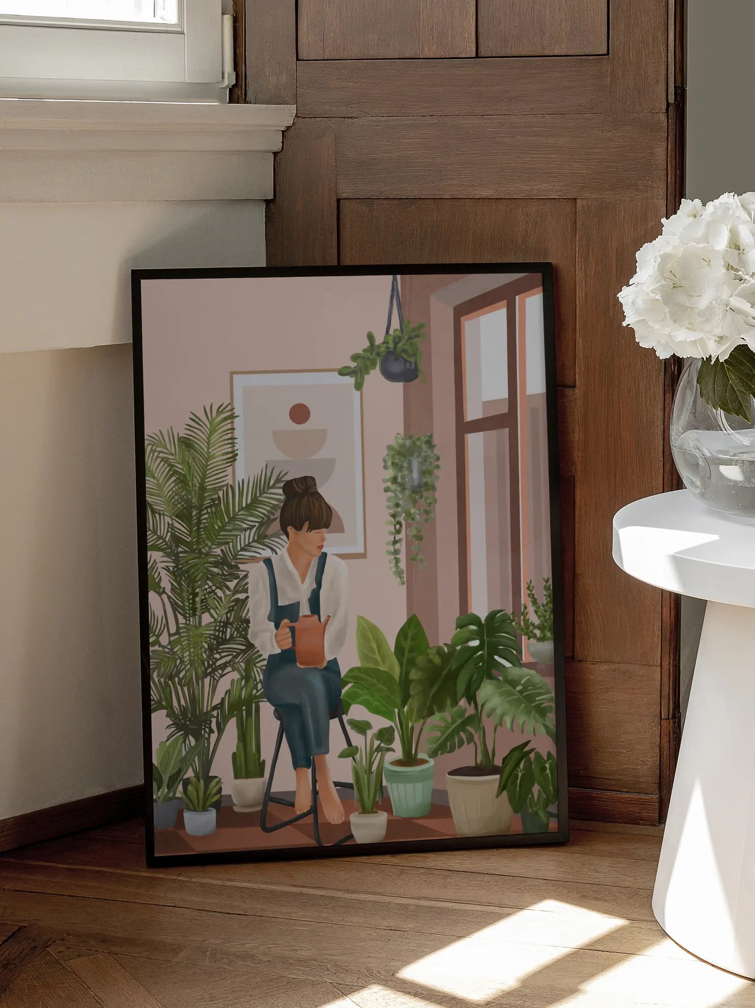 Woman Watering Indoor Plants No2 Poster