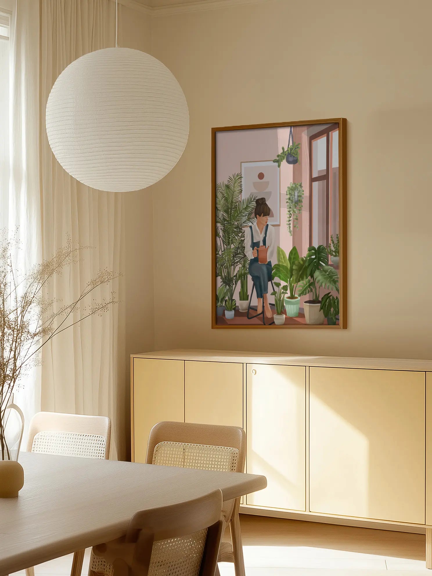 Woman Watering Indoor Plants No2 Poster