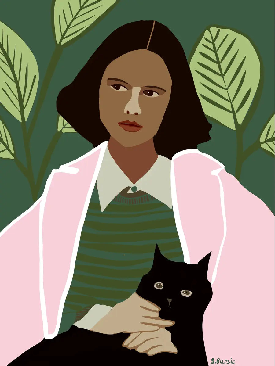 Woman and Cat Poster