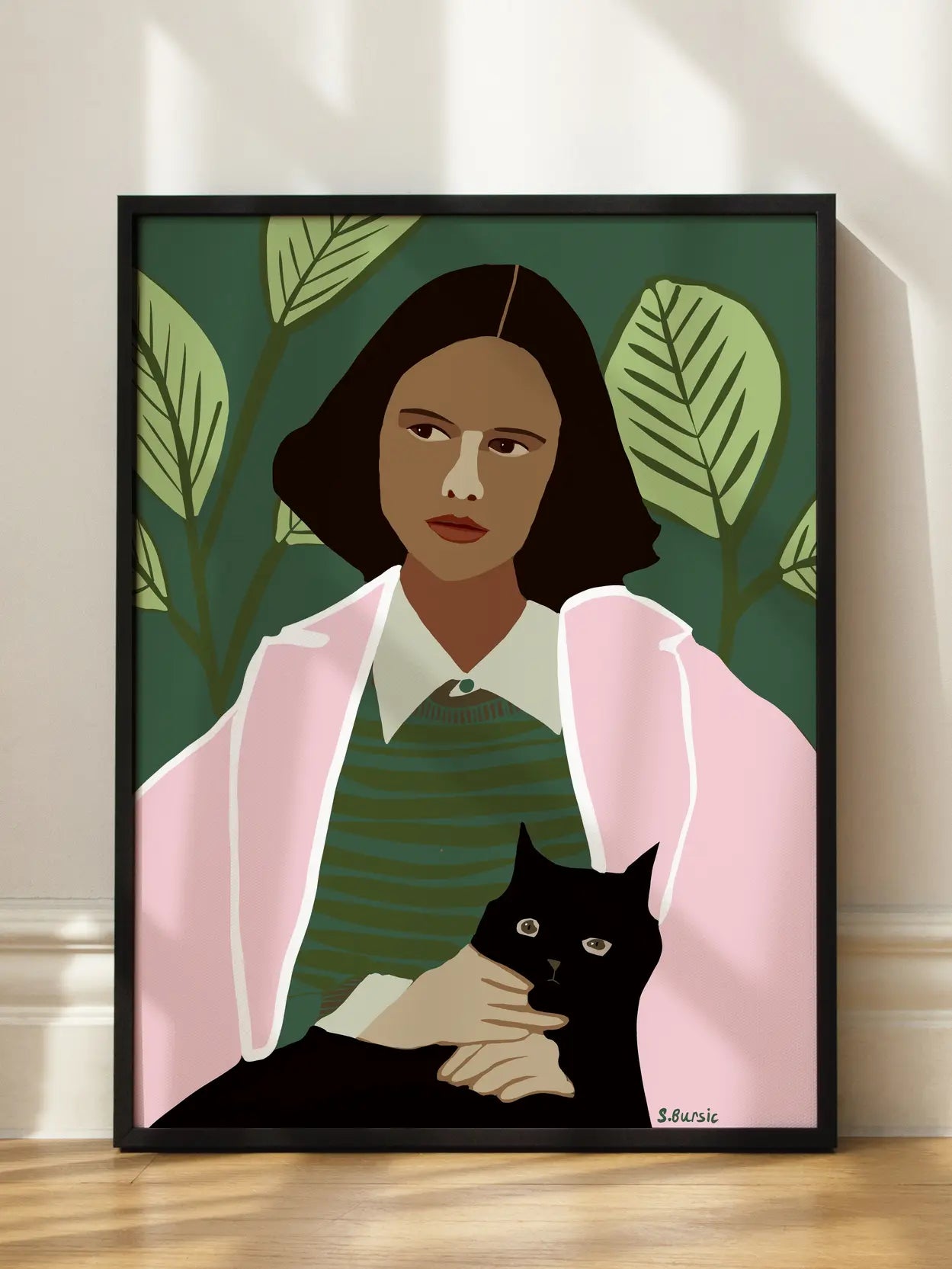 Woman and Cat Poster