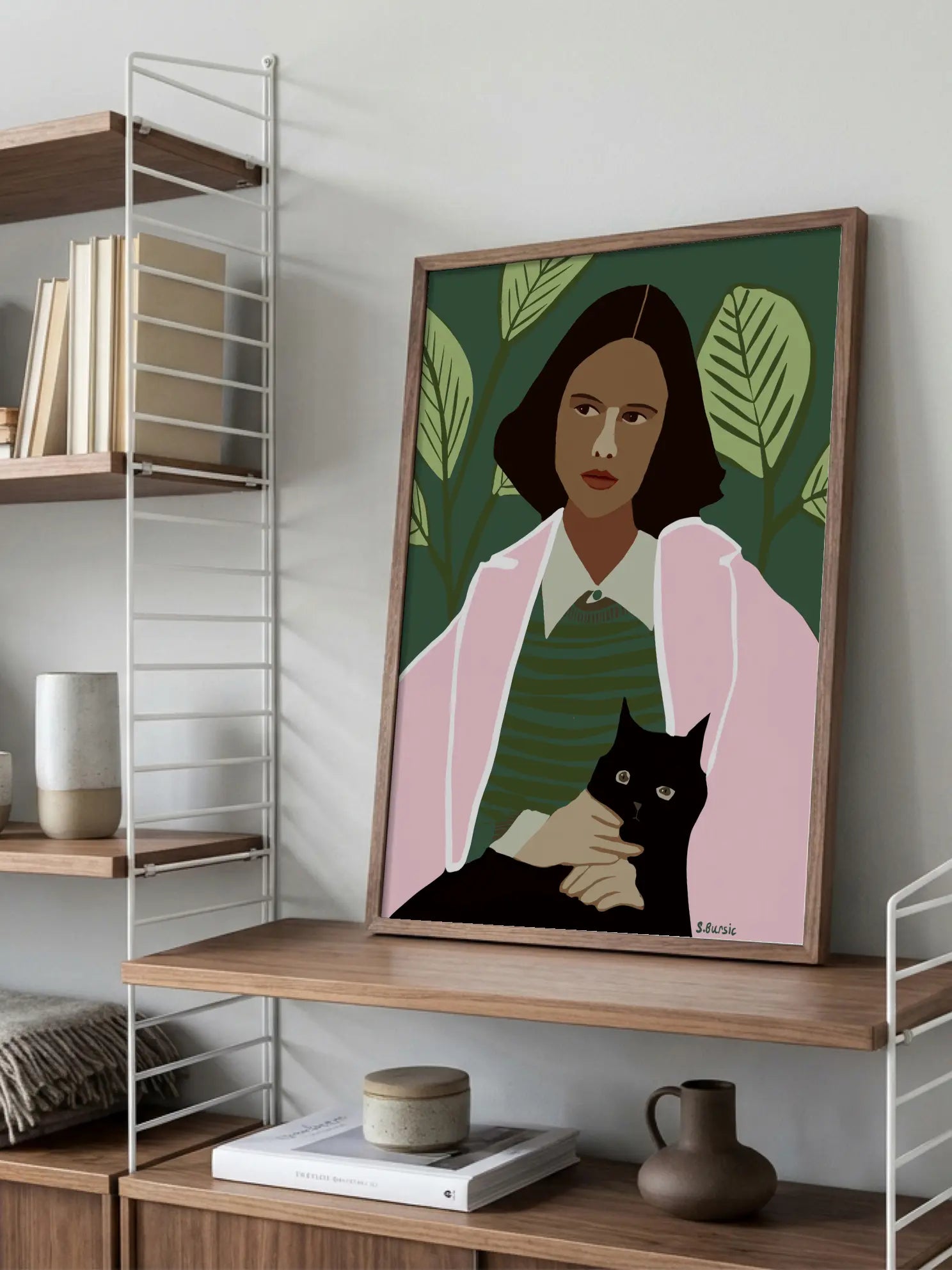 Woman and Cat Poster