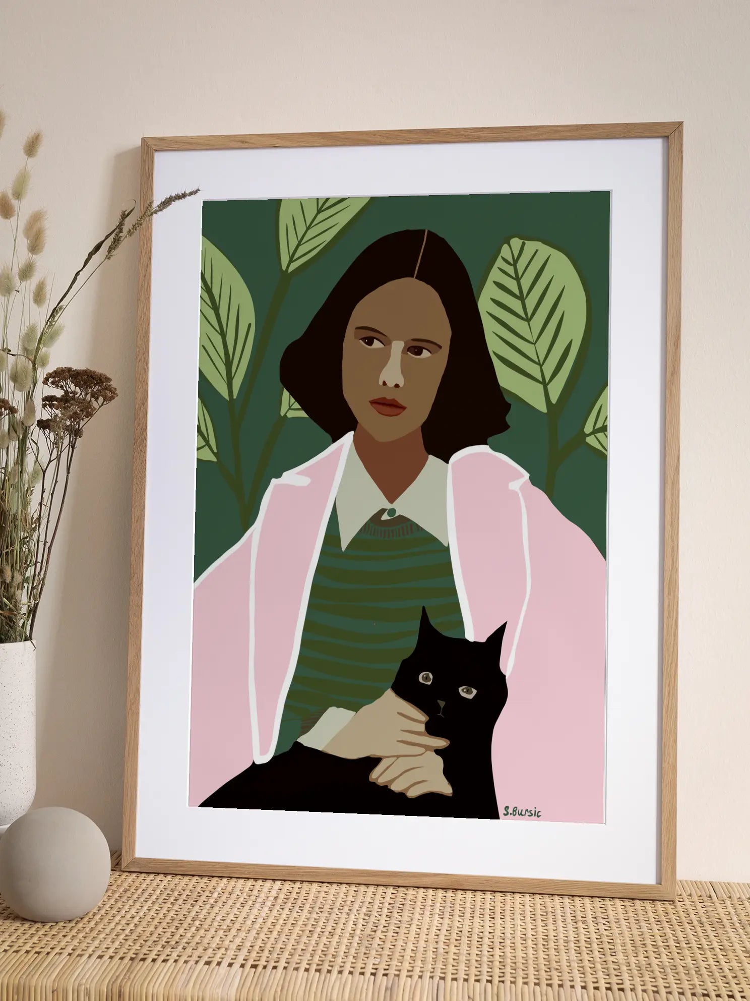 Woman and Cat Poster