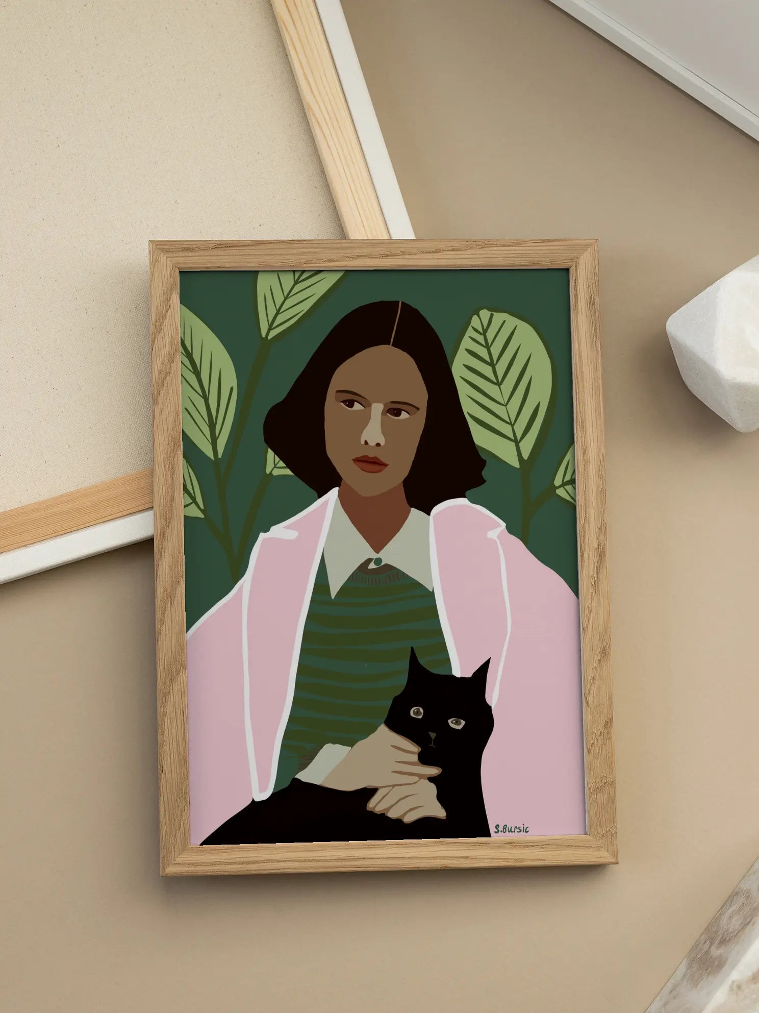 Woman and Cat Poster