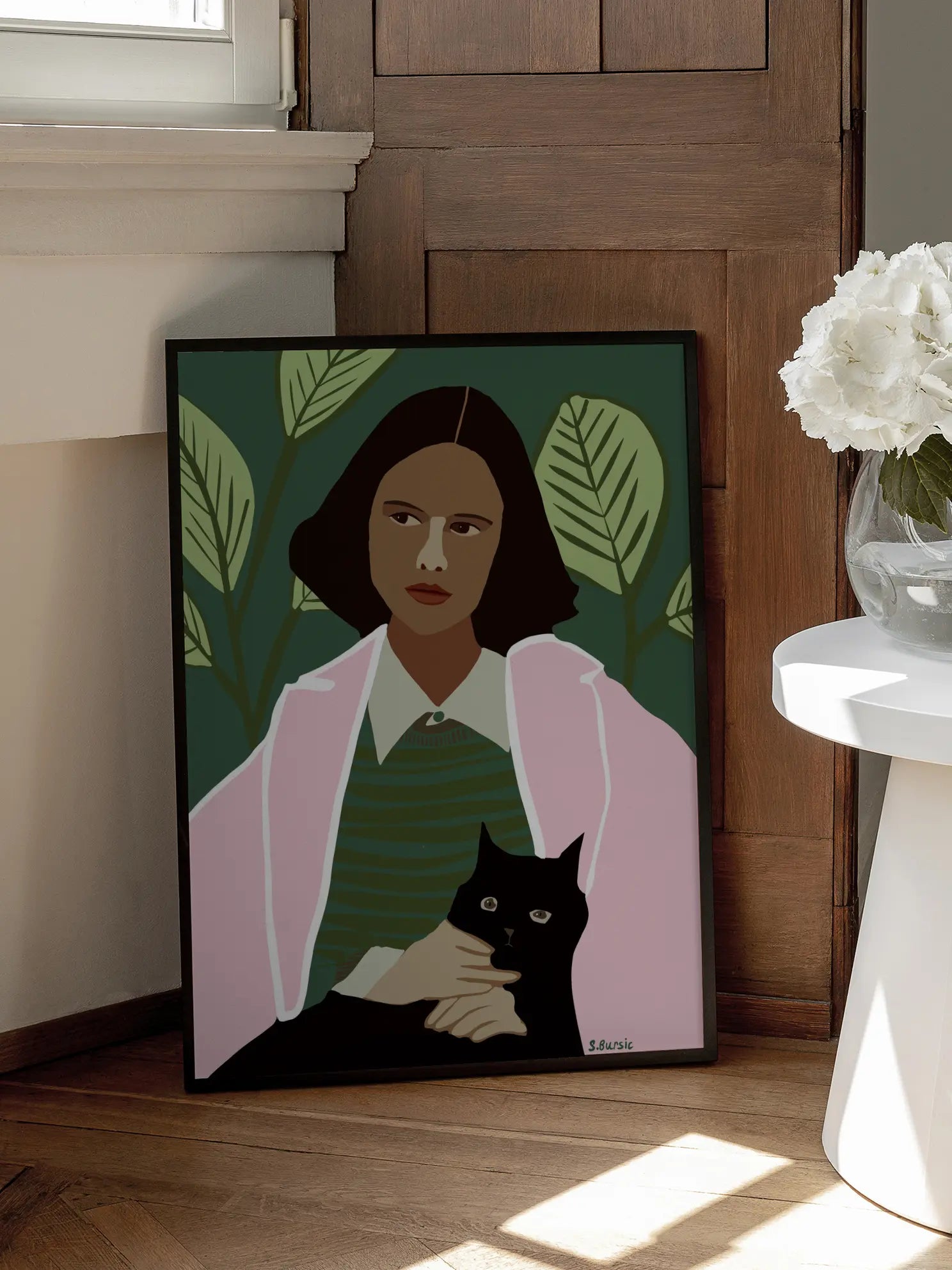 Woman and Cat Poster