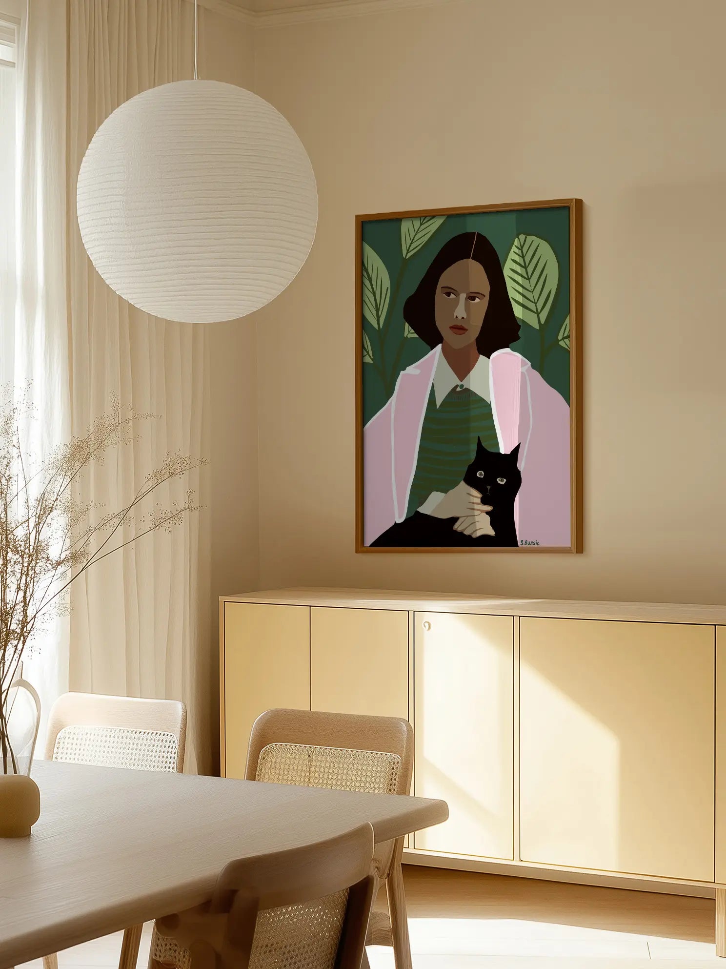 Woman and Cat Poster