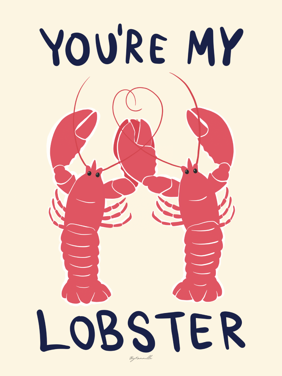 Poster mit dem Text „You're my Lobster“ und einer Illustration von zwei Hummern.