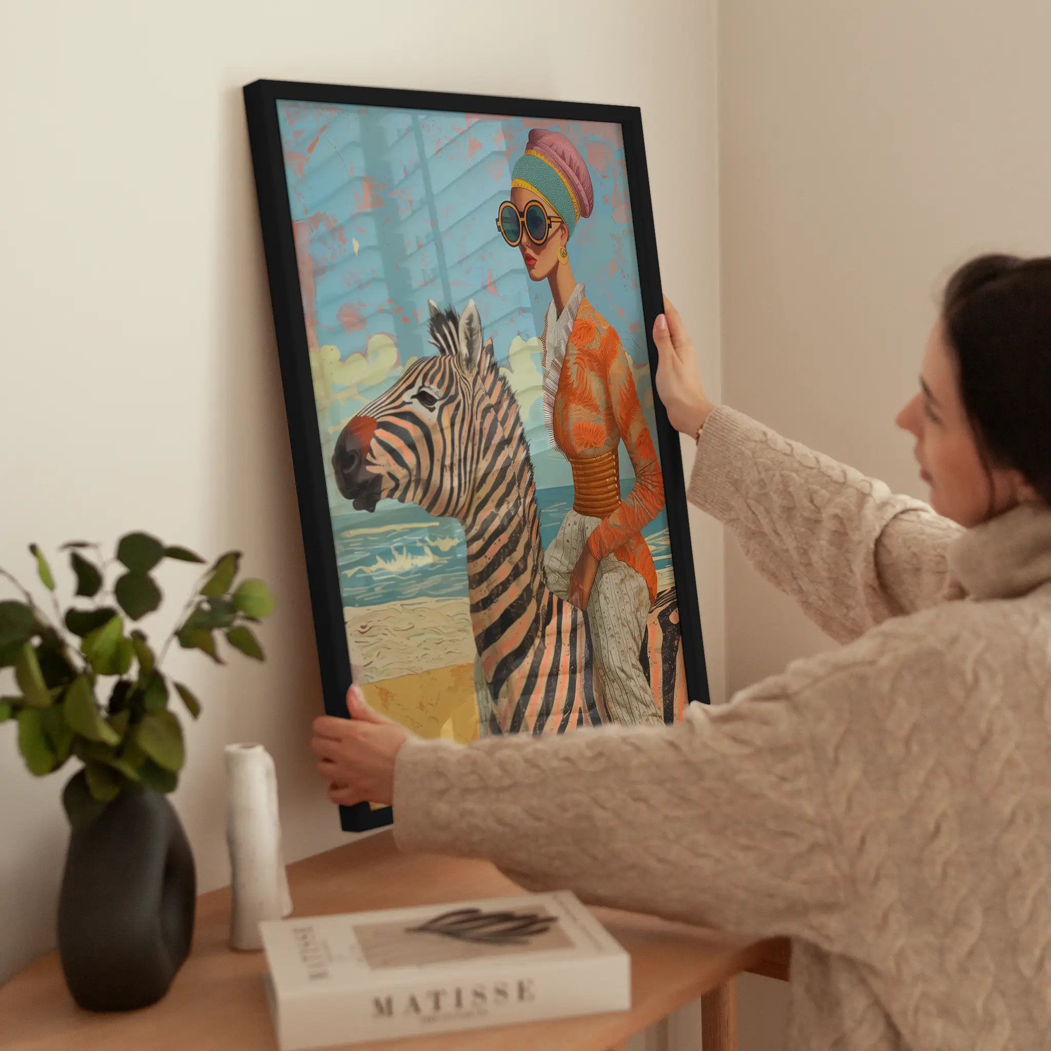 Zebra Beach Ride wird aufgehängt