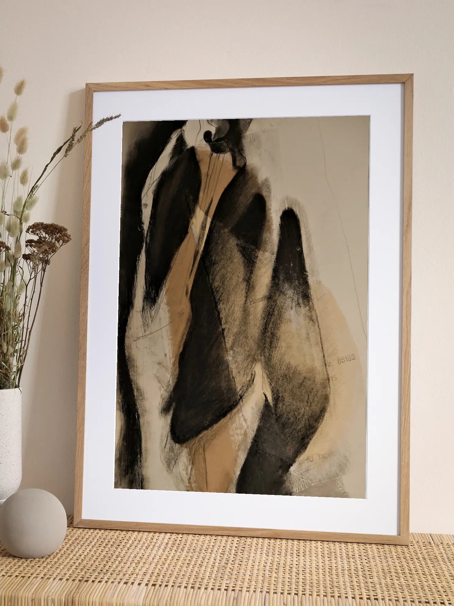 Abstract Art in Black and Beige Poster