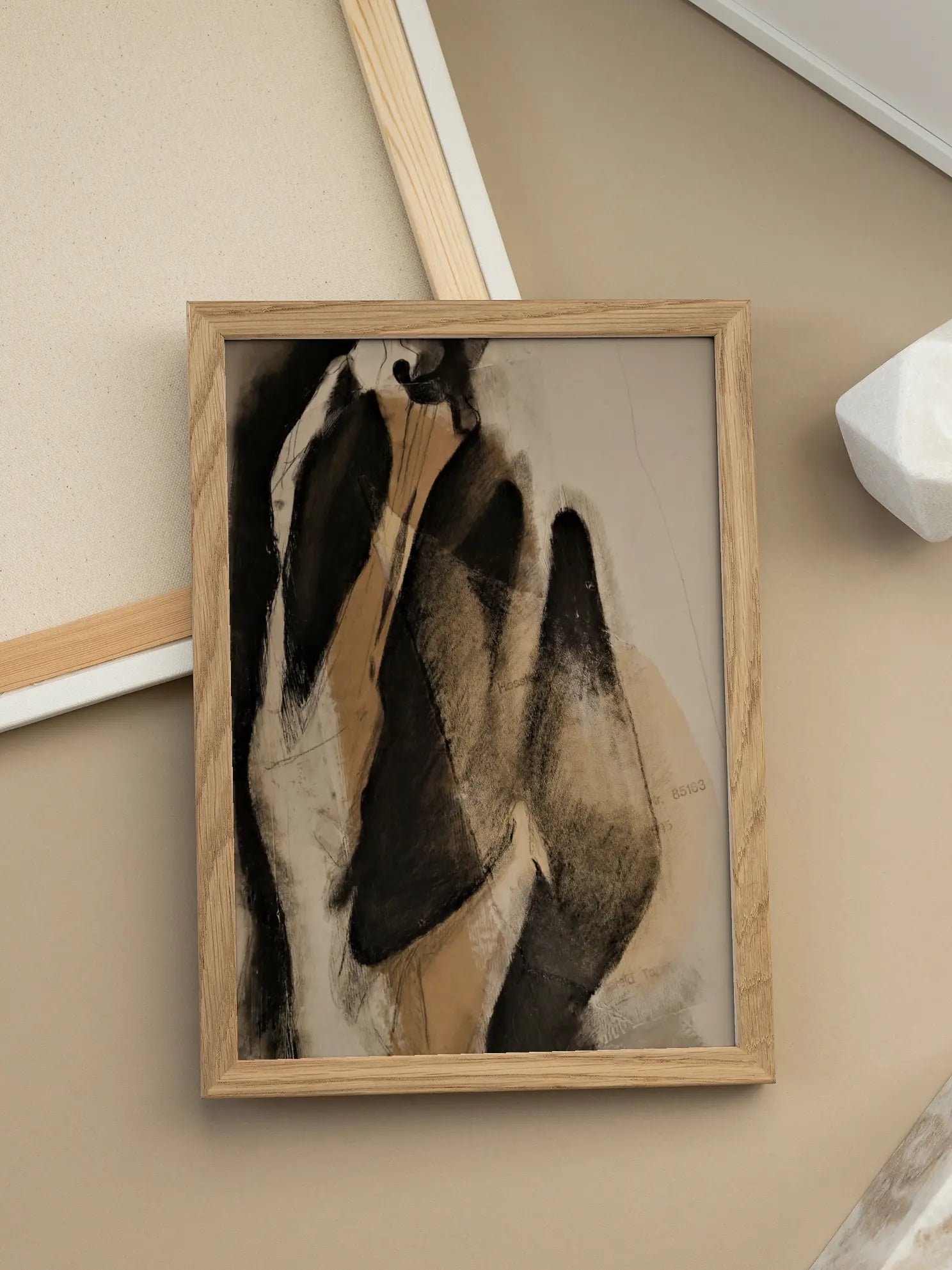 Abstract Art in Black and Beige Poster