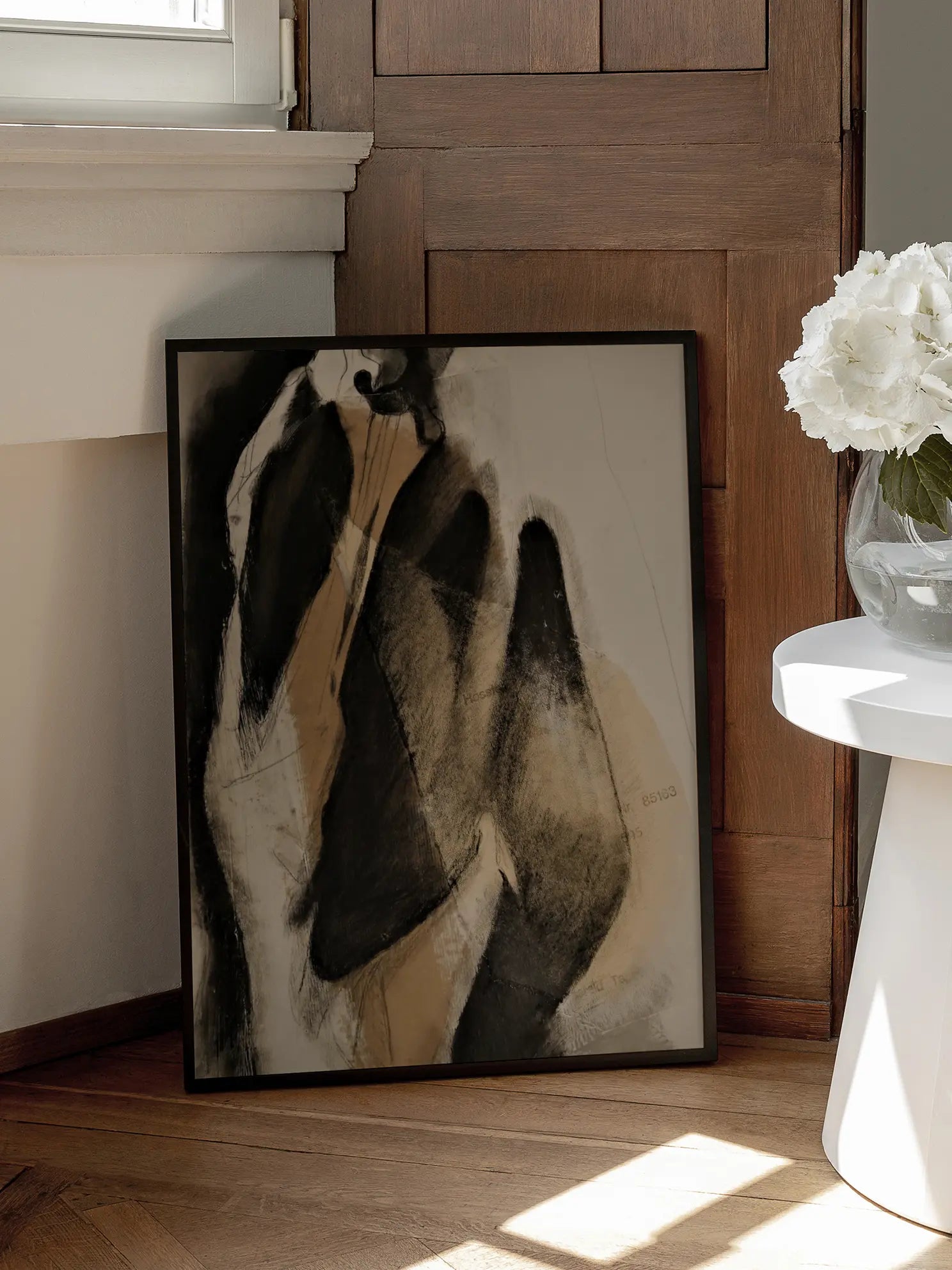 Abstract Art in Black and Beige Poster