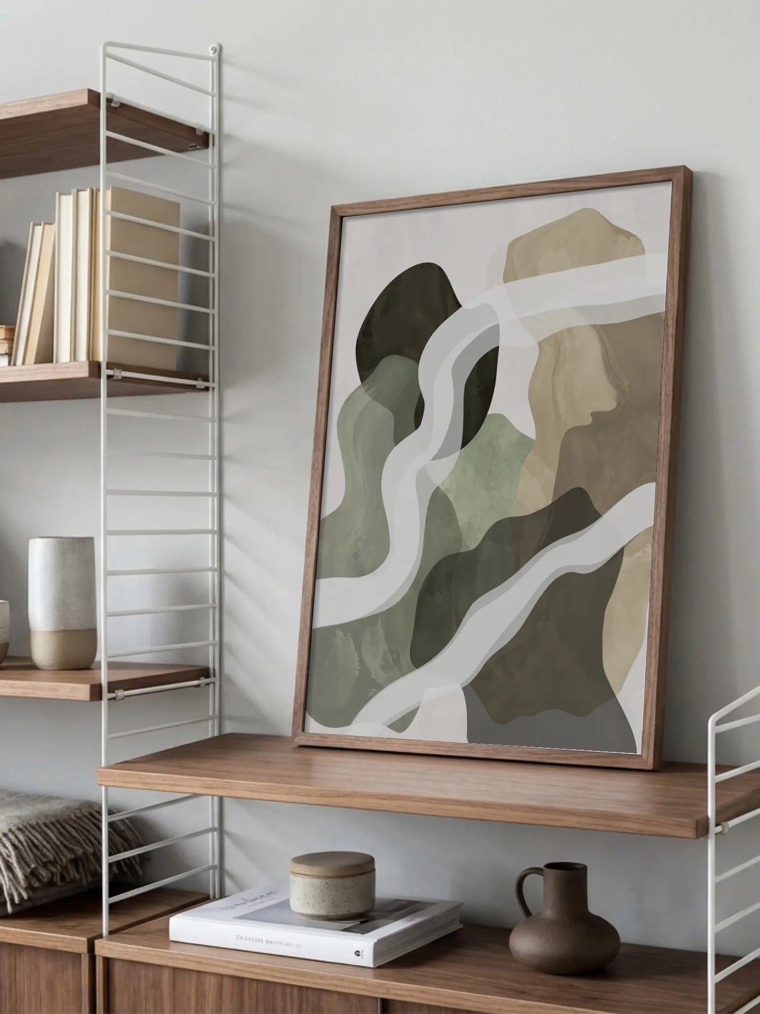 Abstract Green and Beige Poster