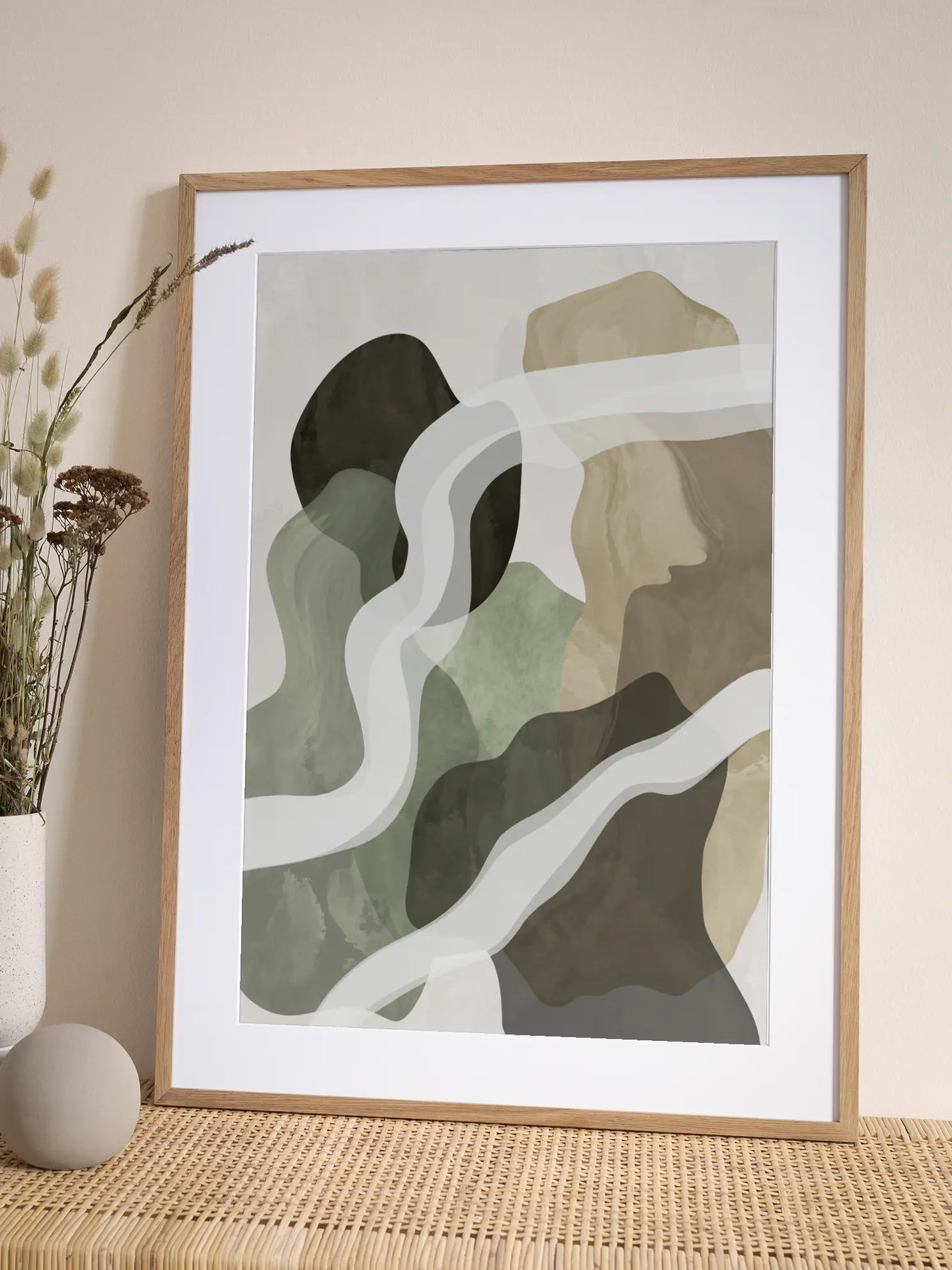 Abstract Green and Beige Poster