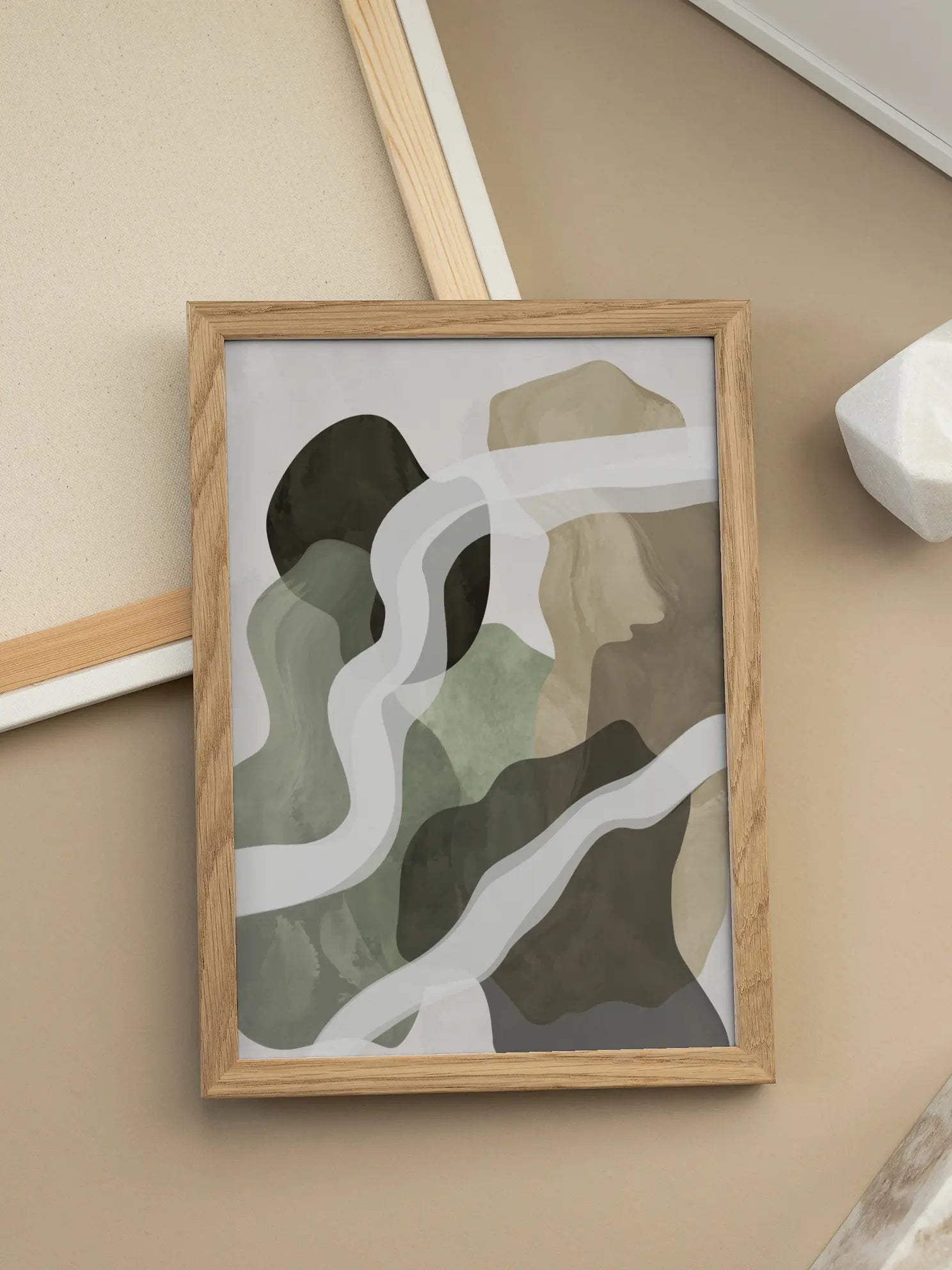 Abstract Green and Beige Poster