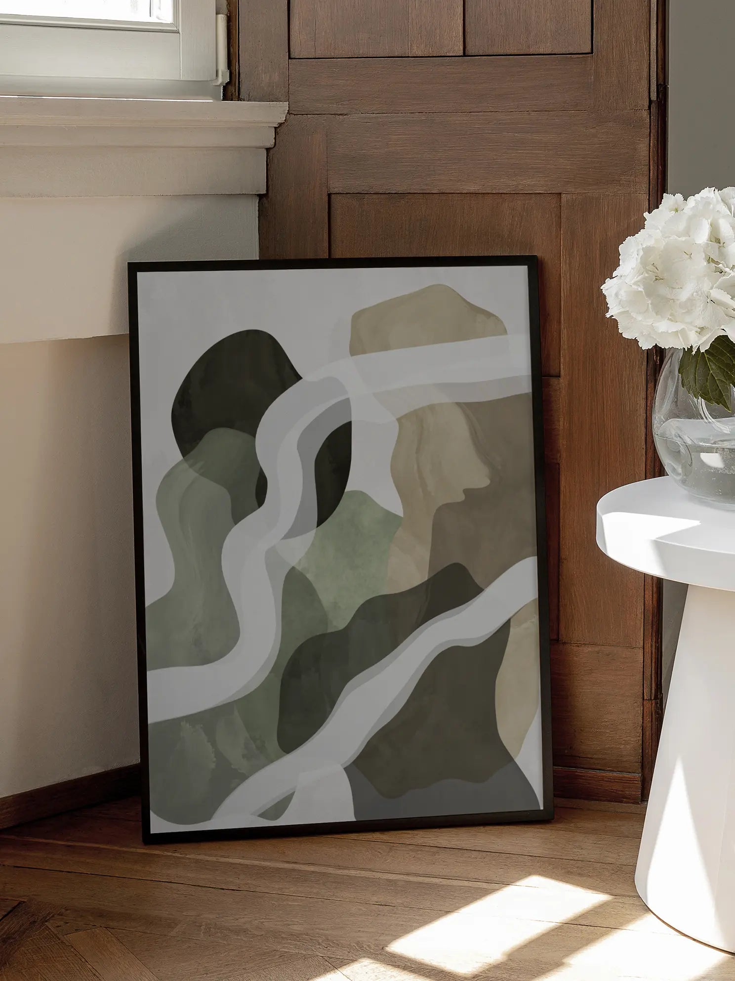 Abstract Green and Beige Poster