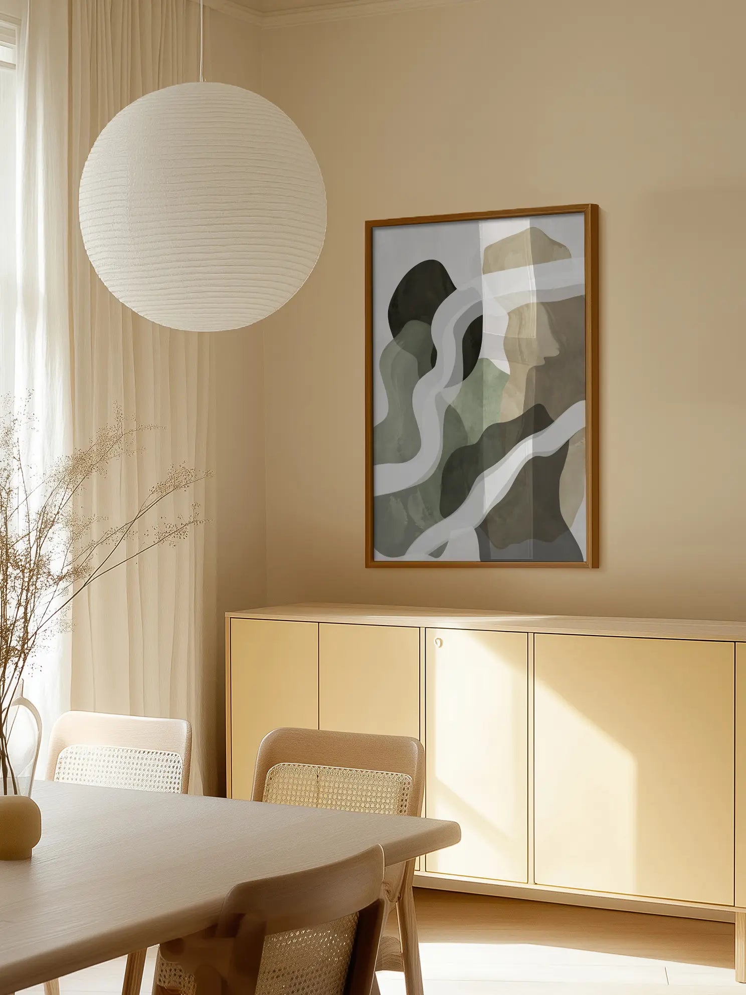 Abstract Green and Beige Poster