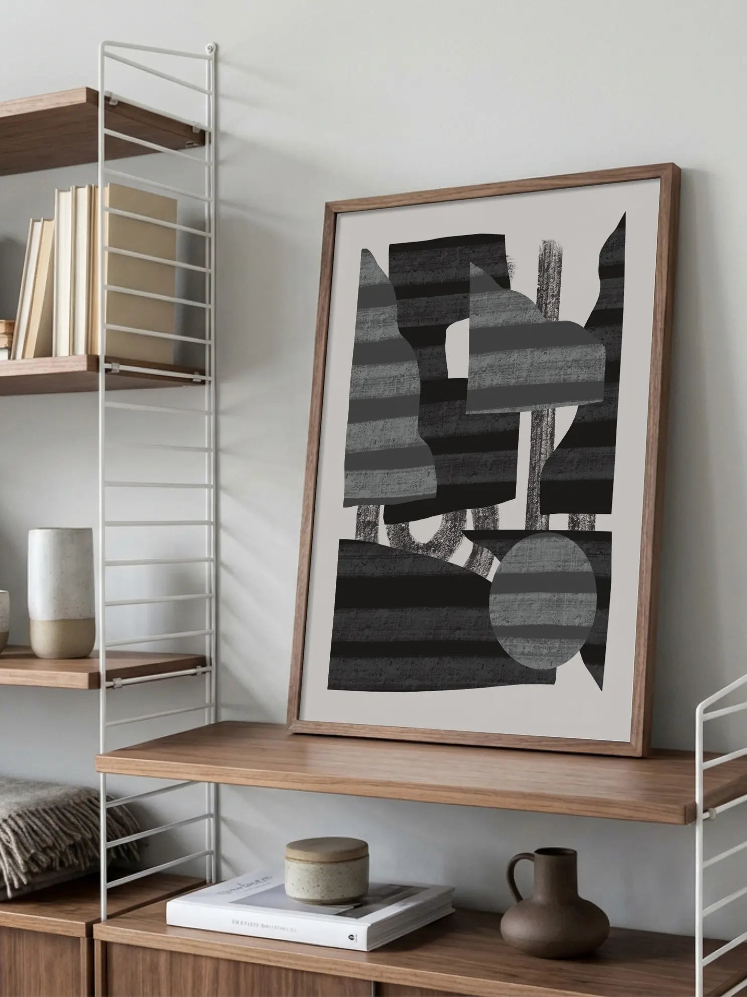 Abstract Stripe Minimal Collage No1 Poster