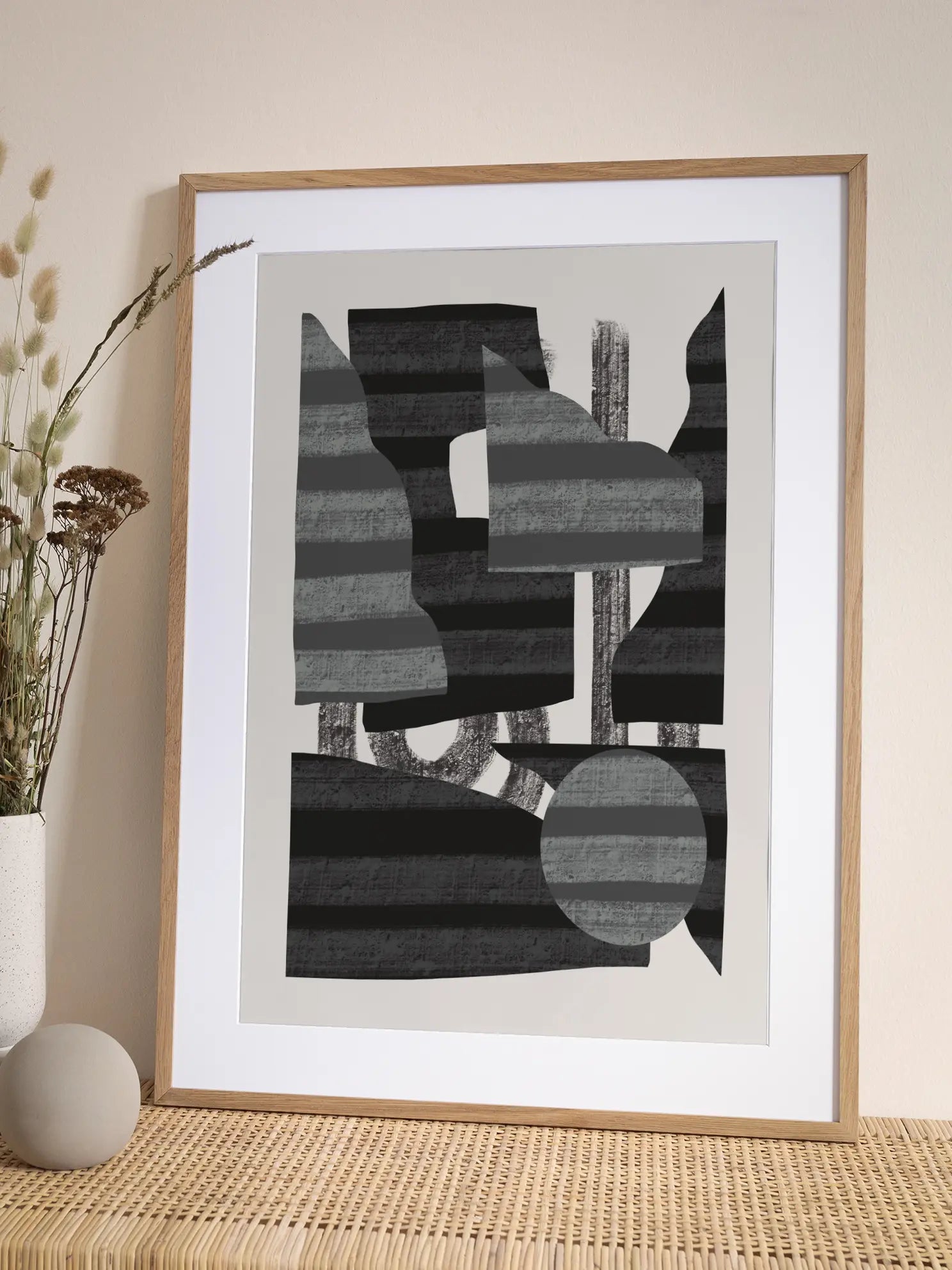 Abstract Stripe Minimal Collage No1 Poster