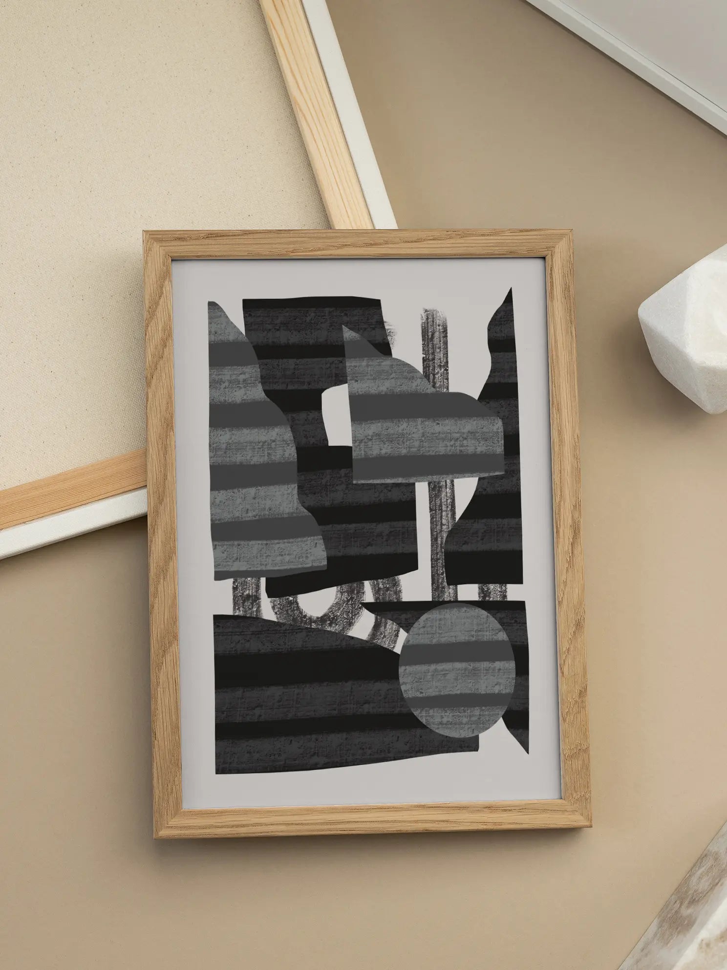 Abstract Stripe Minimal Collage No1 Poster