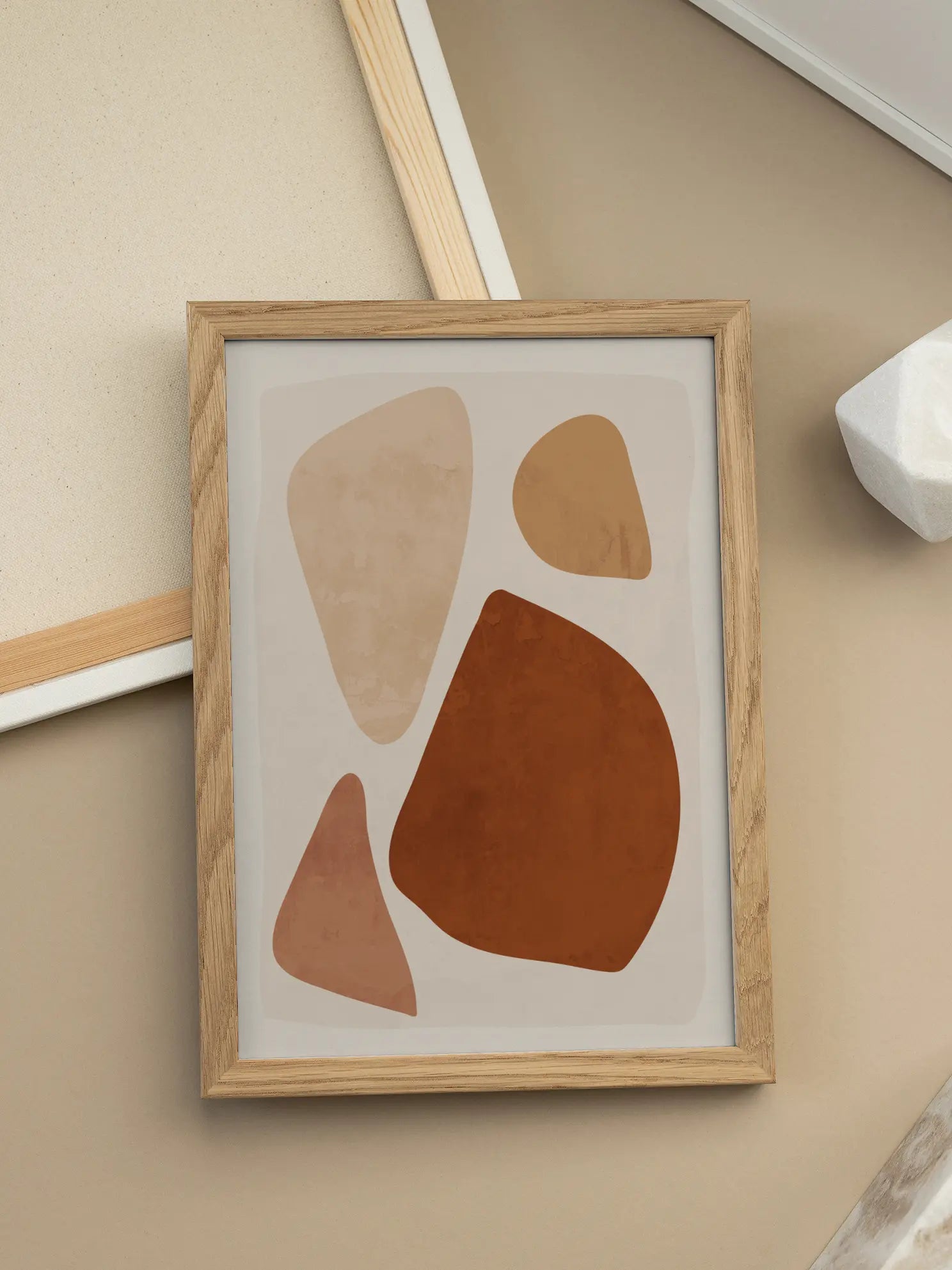 Beige Abstract Stones Poster
