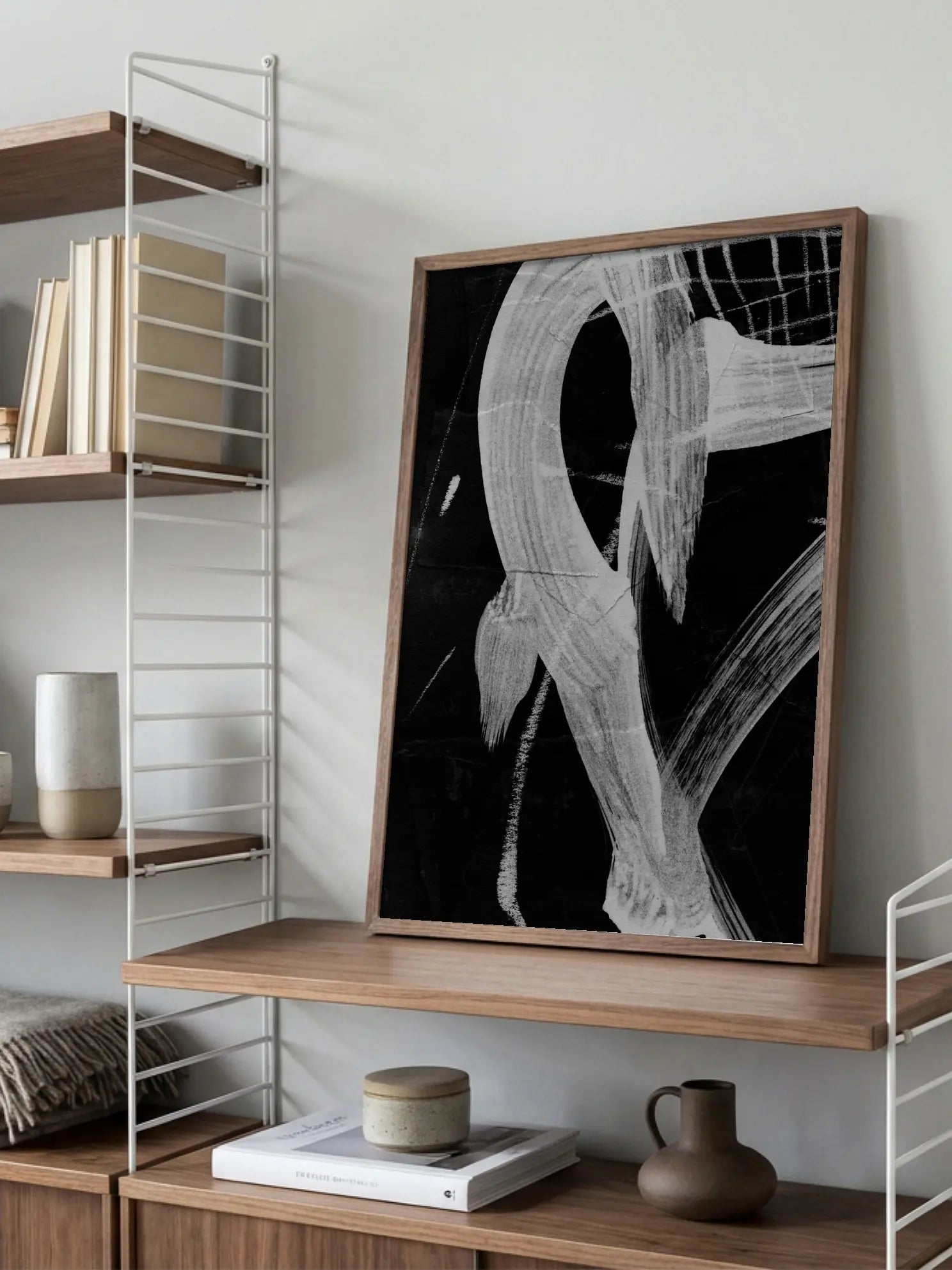 Black and White Abstract Painting Poster