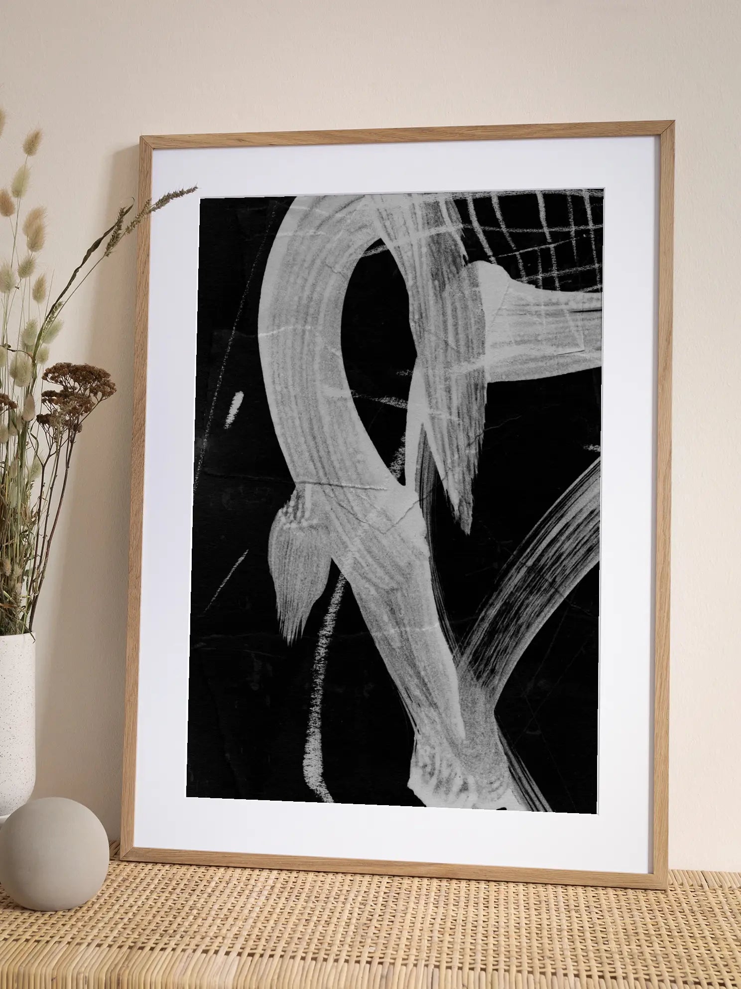 Black and White Abstract Painting Poster