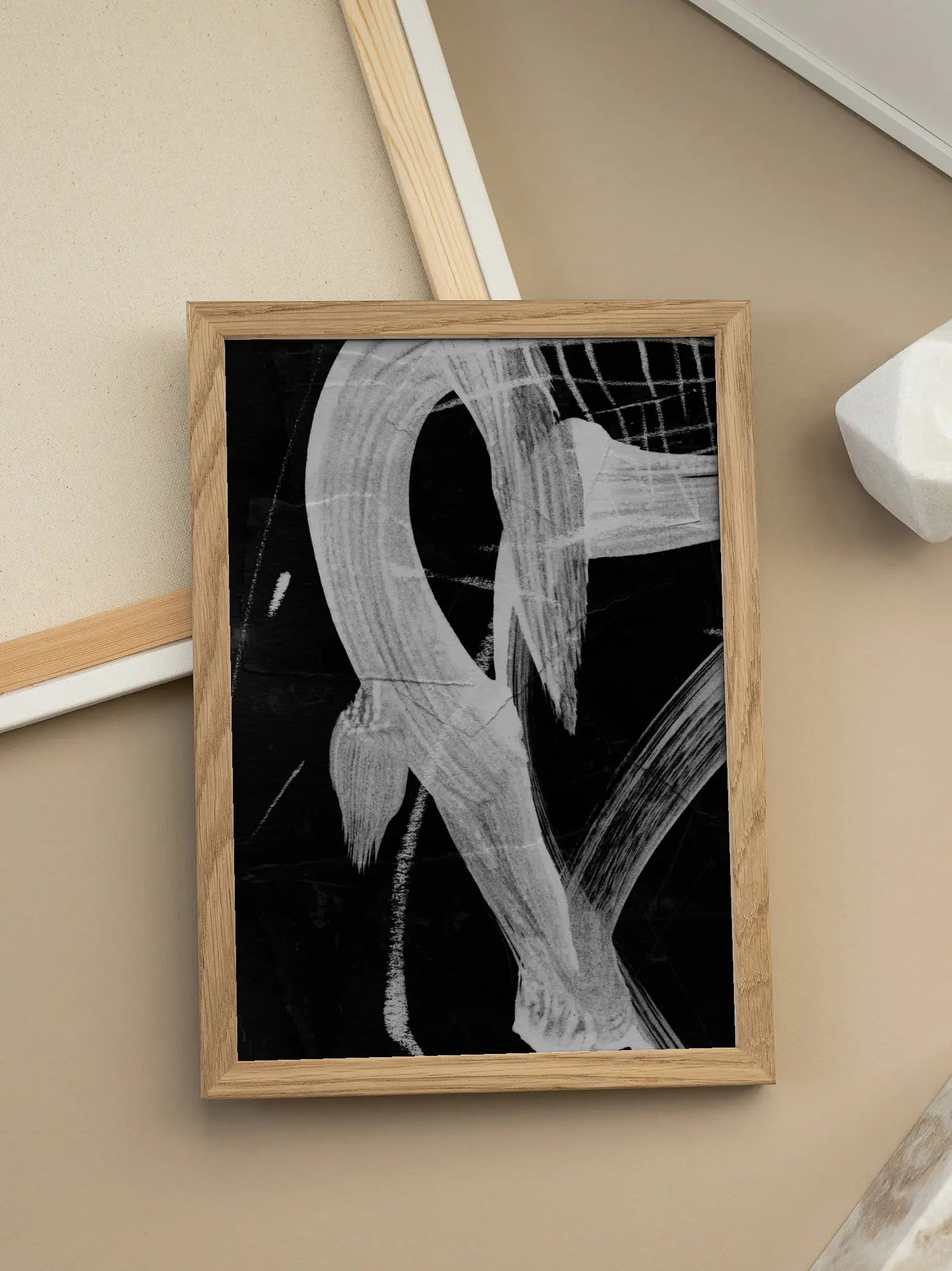 Black and White Abstract Painting Poster