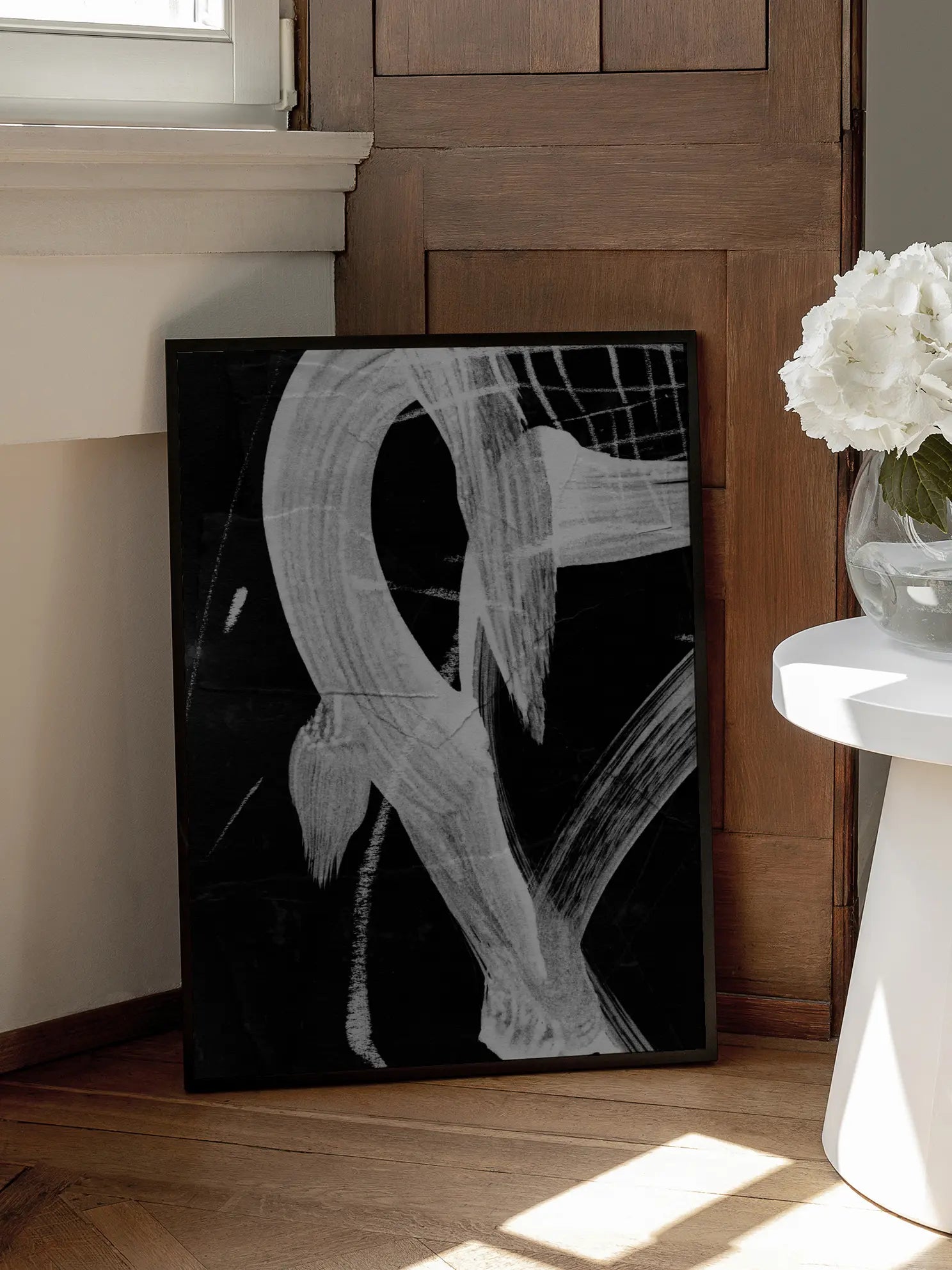 Black and White Abstract Painting Poster