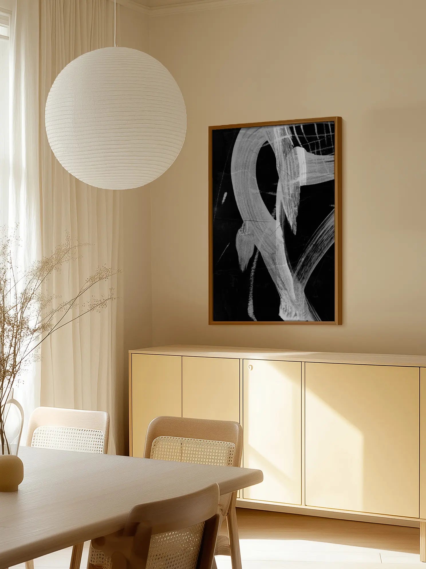Black and White Abstract Painting Poster