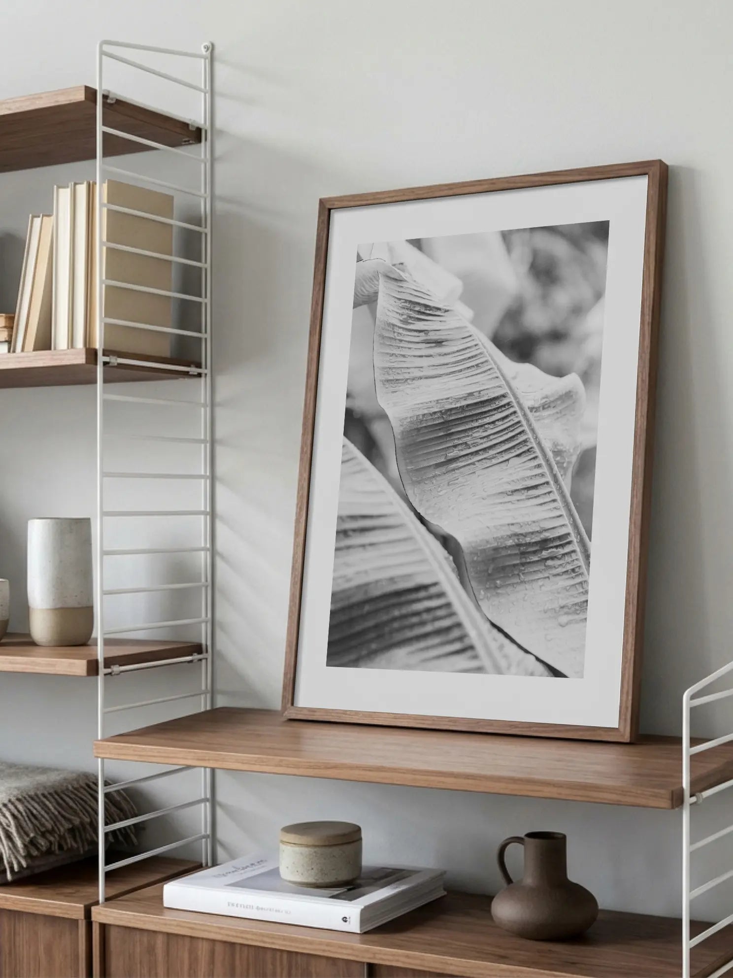 Black and White Banana Leaves Poster