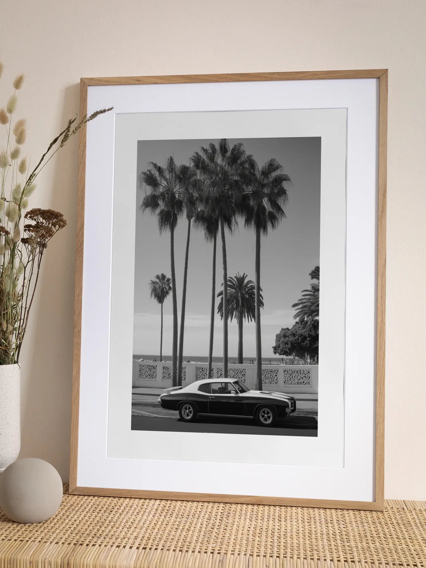 Black and White Classic Car Poster