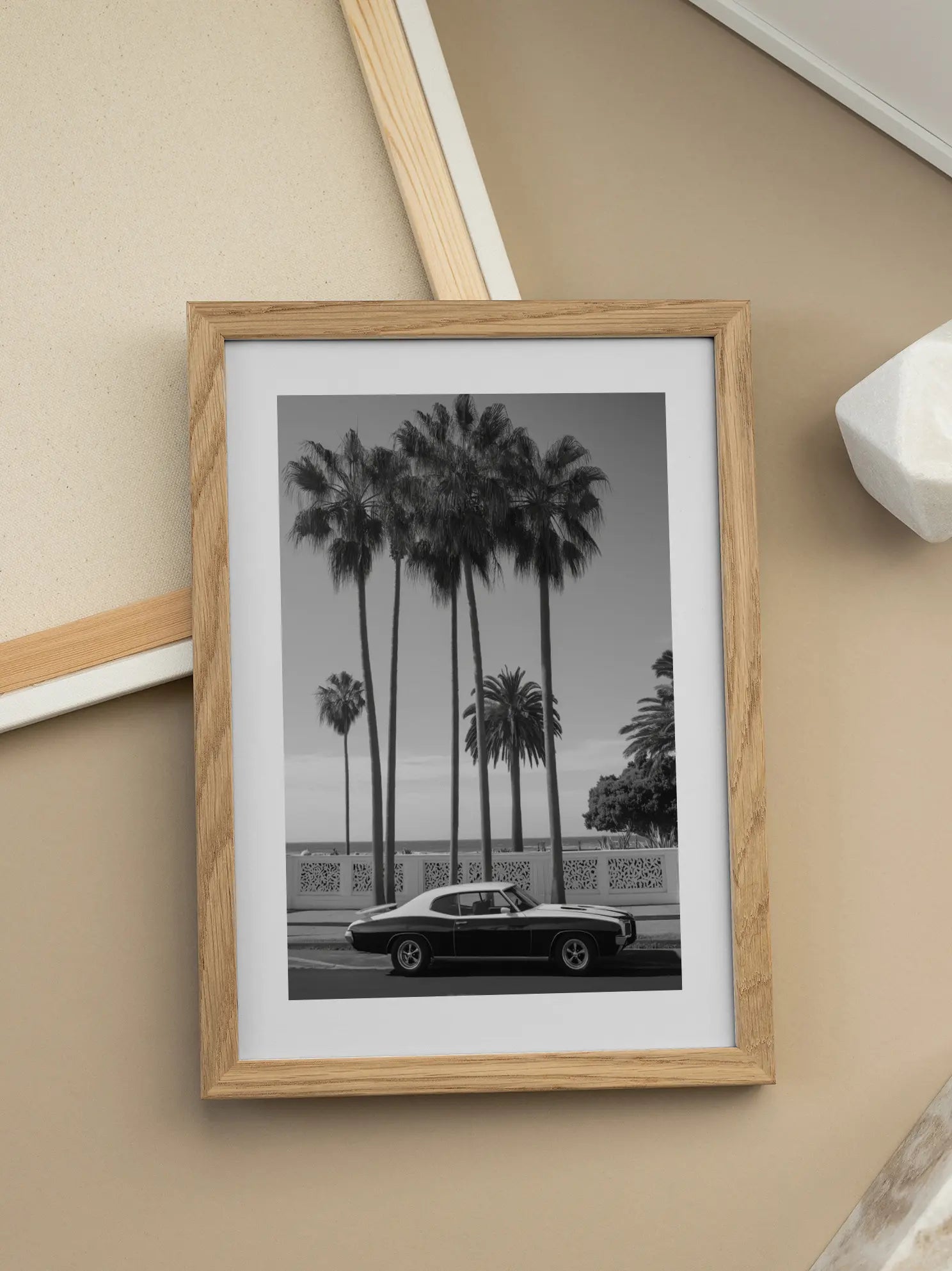 Black and White Classic Car Poster