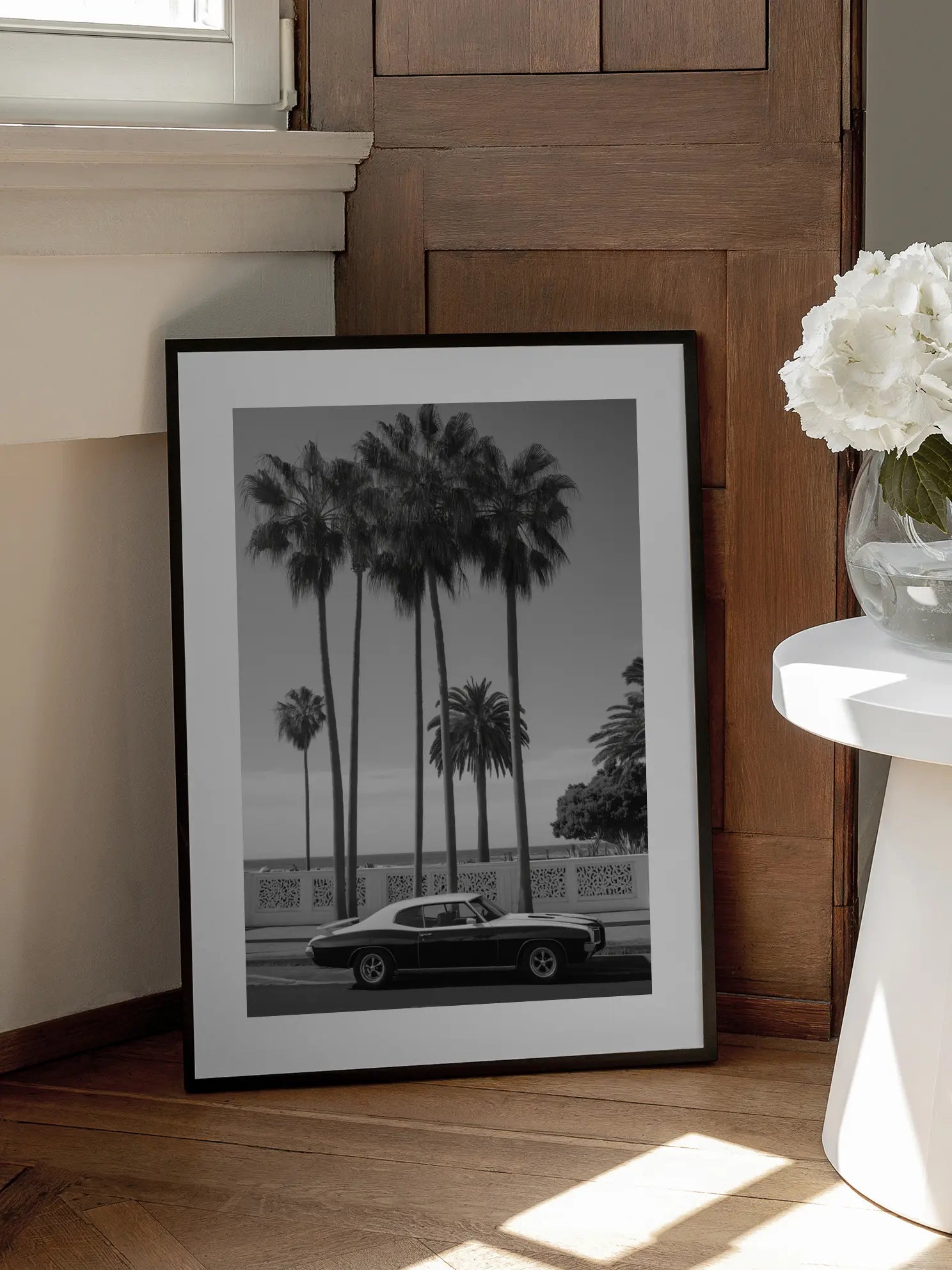 Black and White Classic Car Poster
