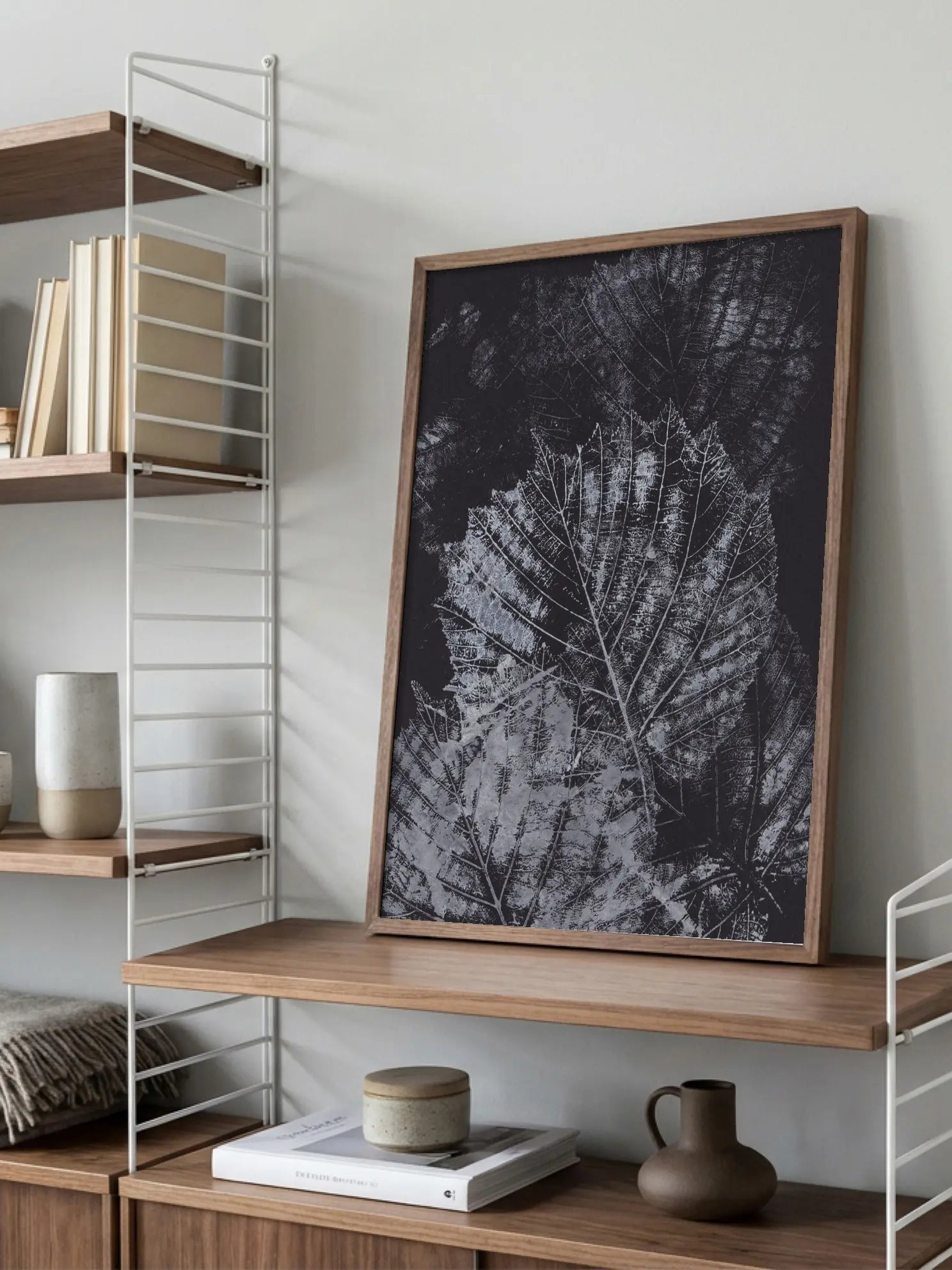 Black and White Leaves Poster