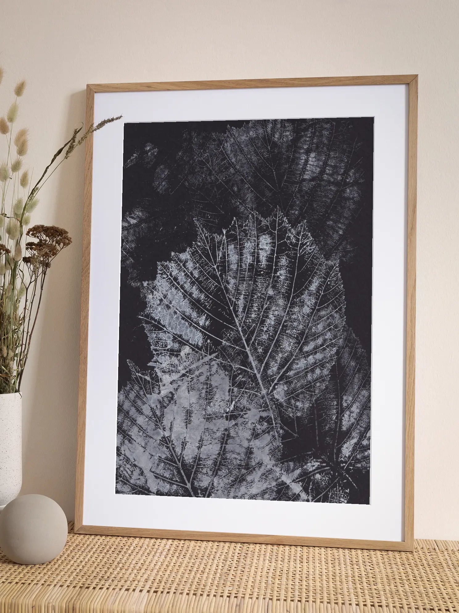 Black and White Leaves Poster