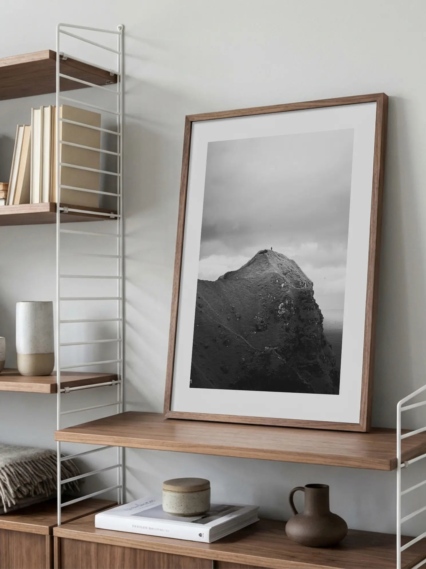 Black and White Mountain Top Poster