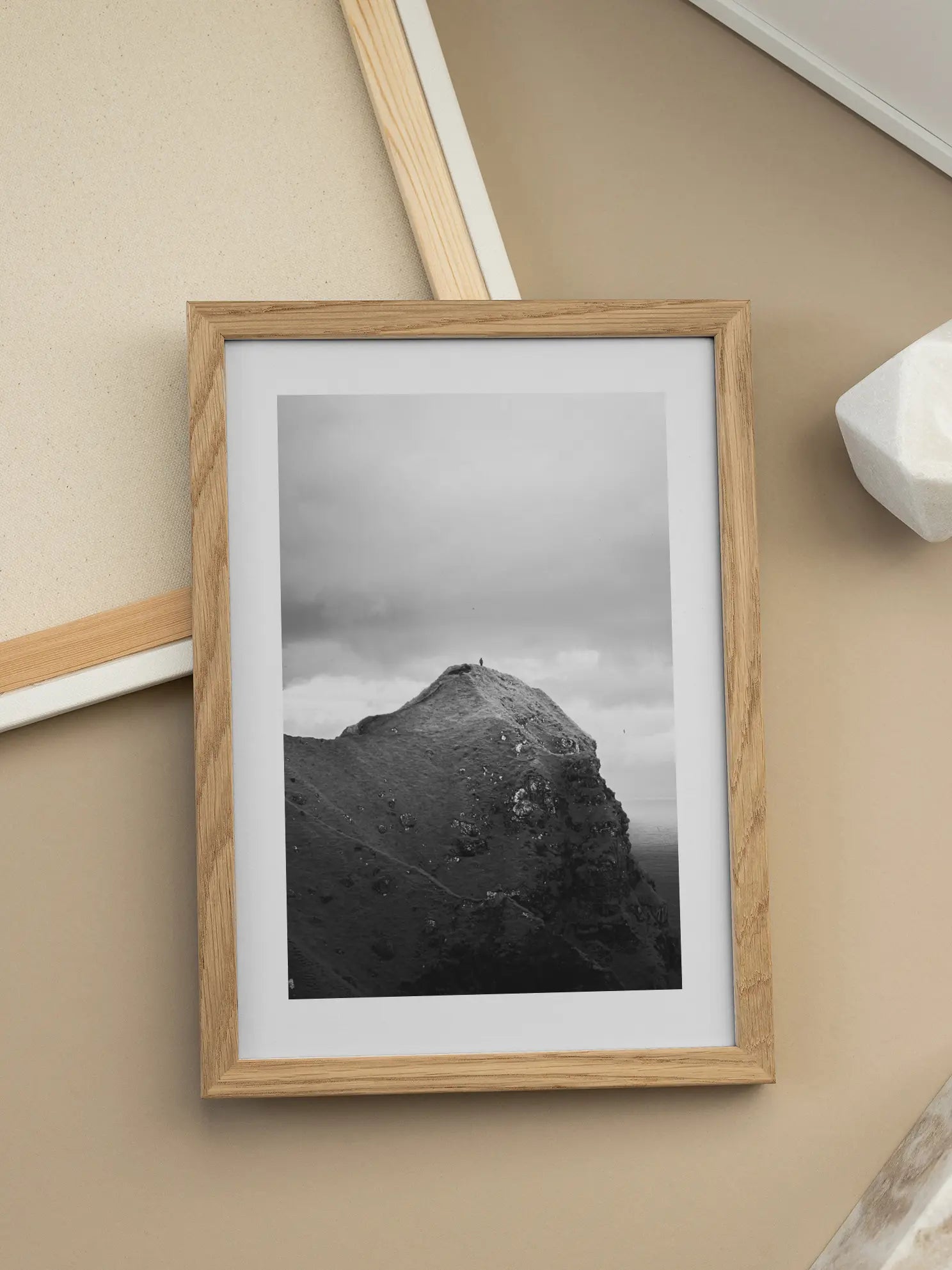Black and White Mountain Top Poster