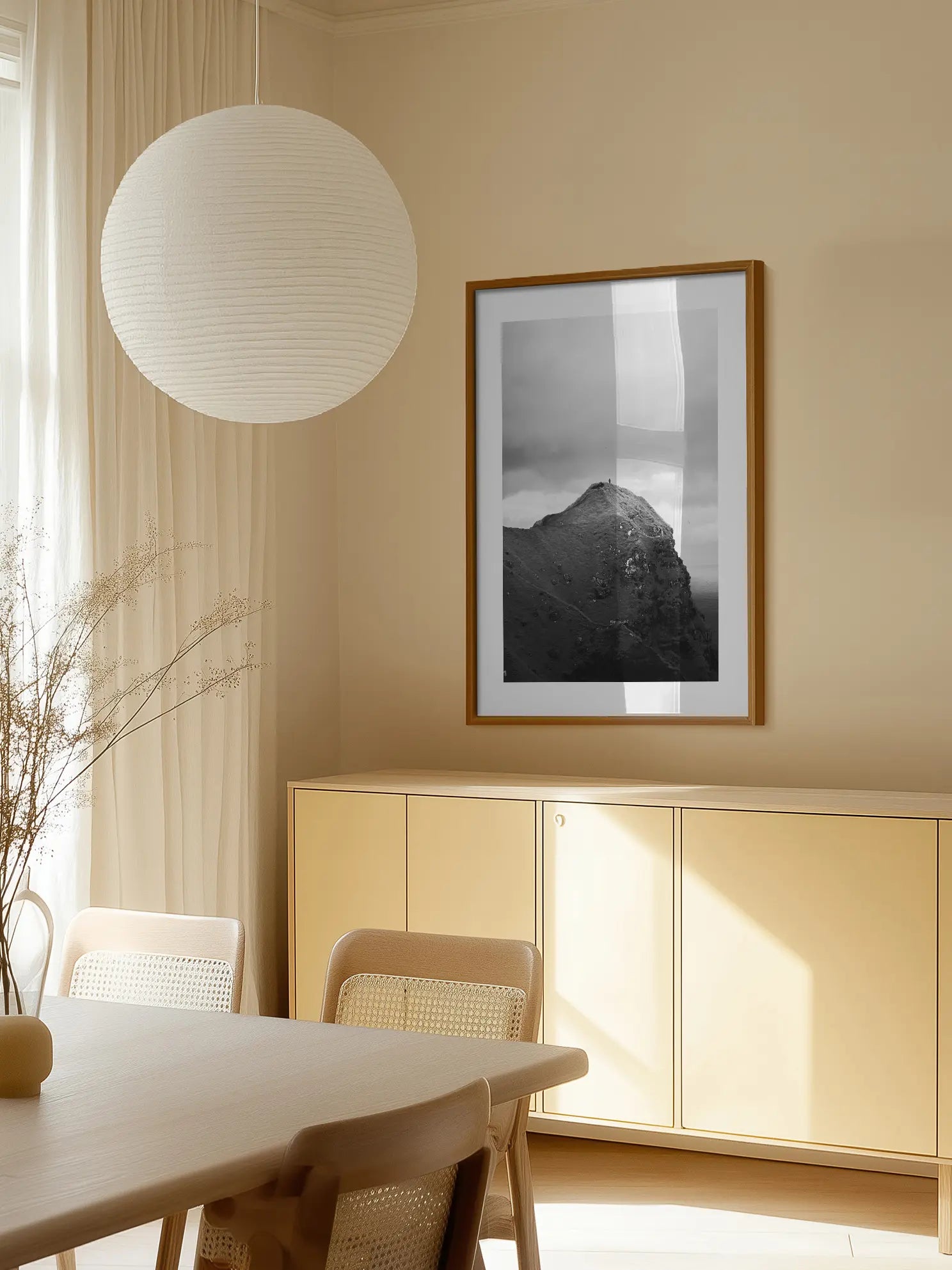 Black and White Mountain Top Poster