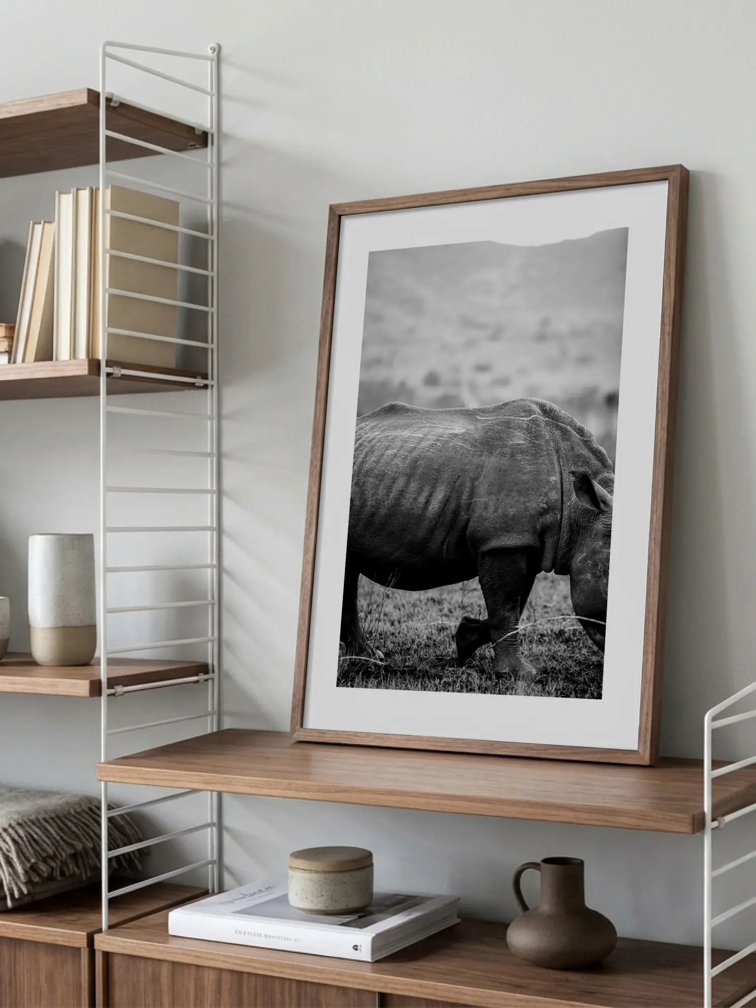 Black and White Rhino Poster