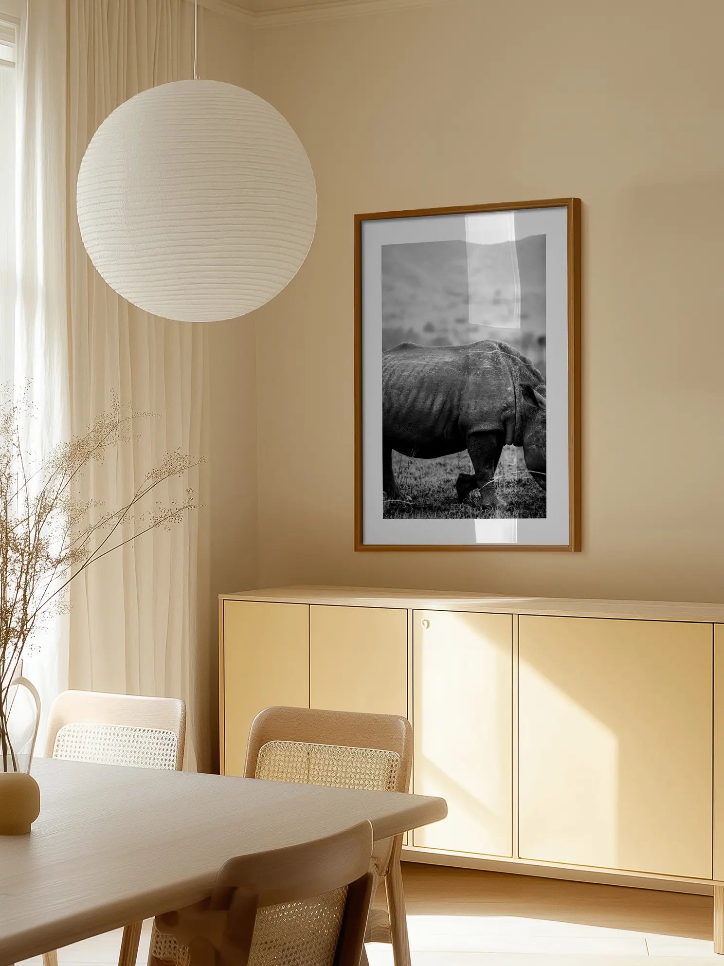 Black and White Rhino Poster