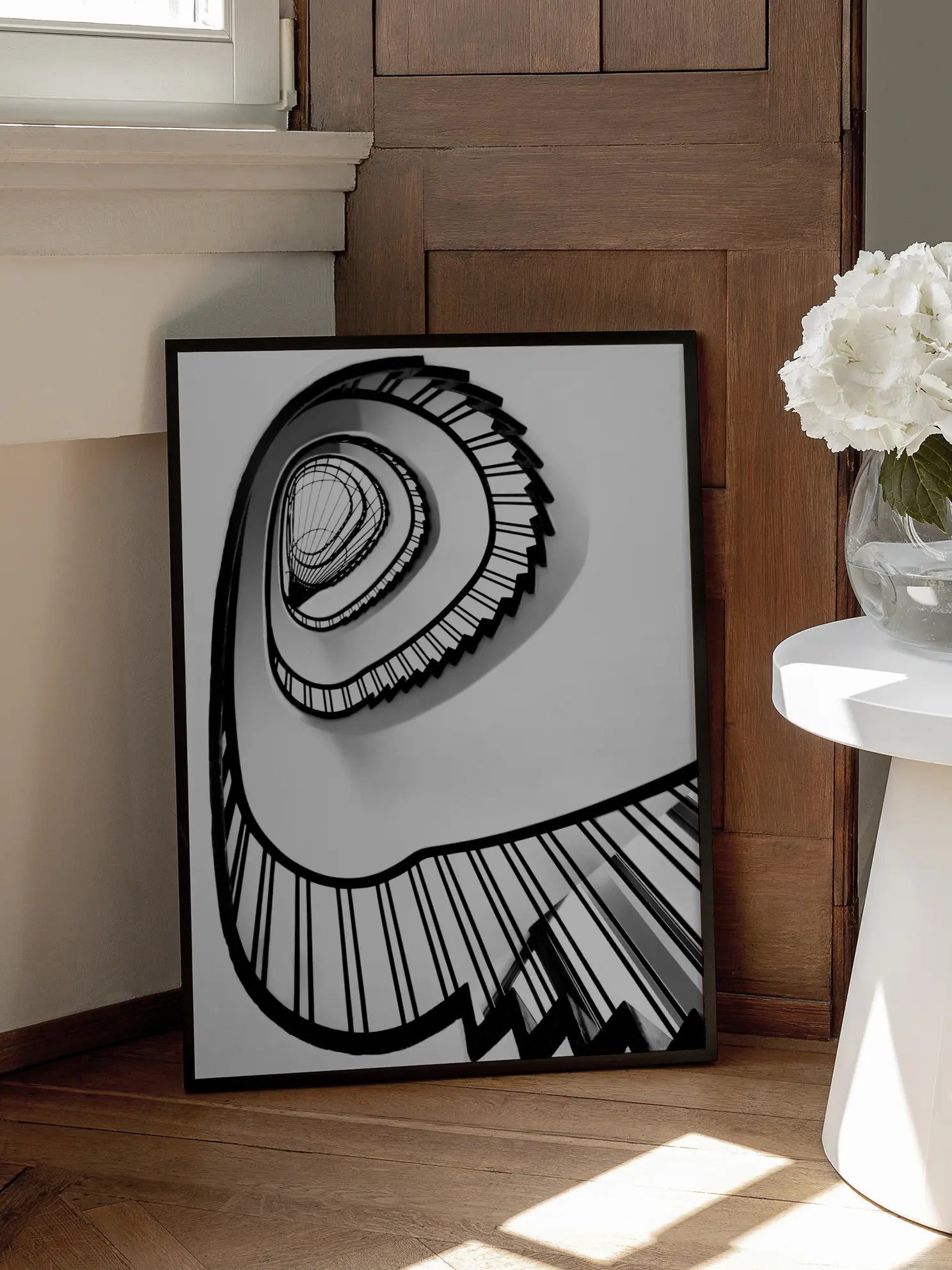 Black and White Spiral Poster
