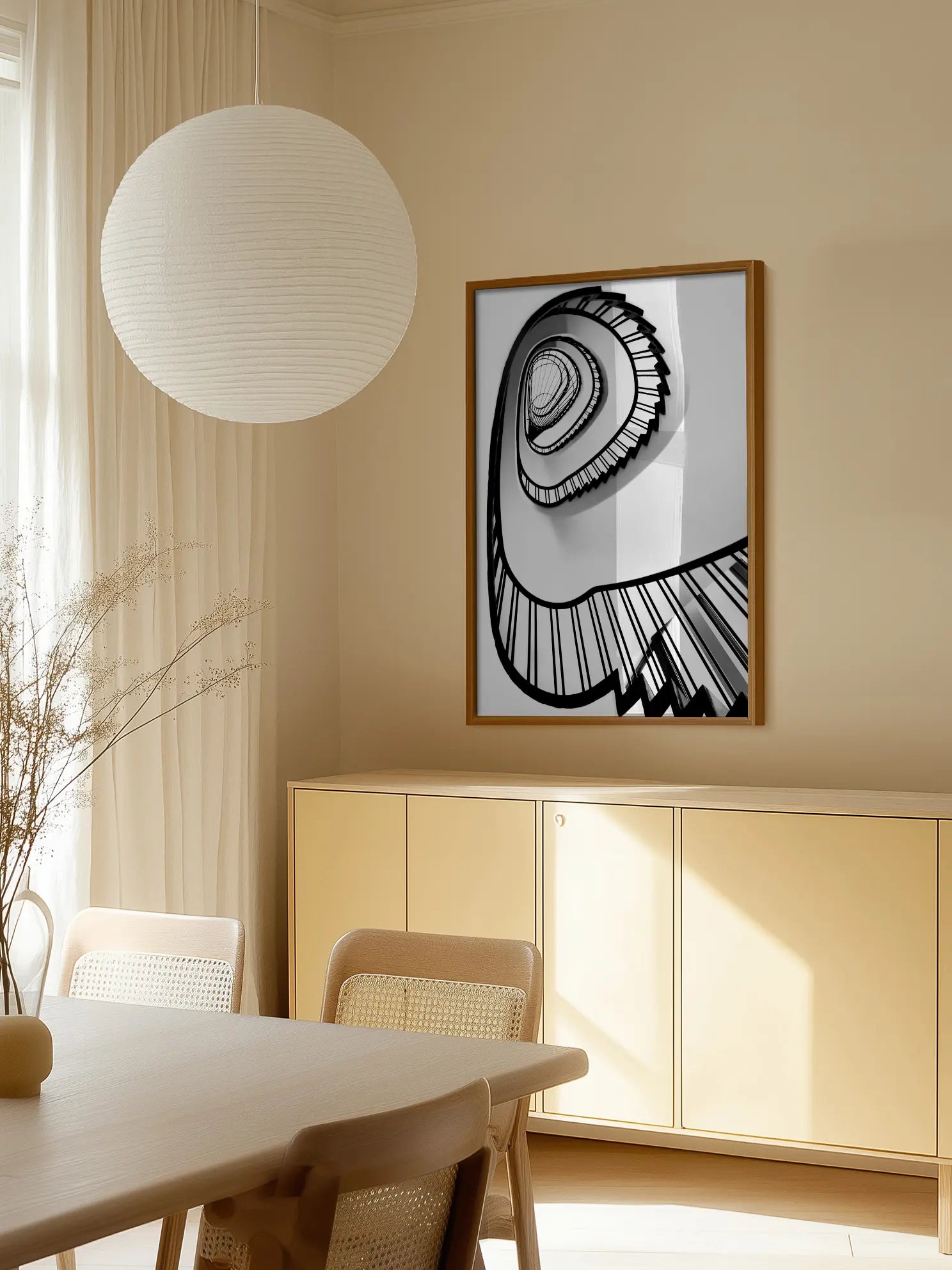 Black and White Spiral Poster