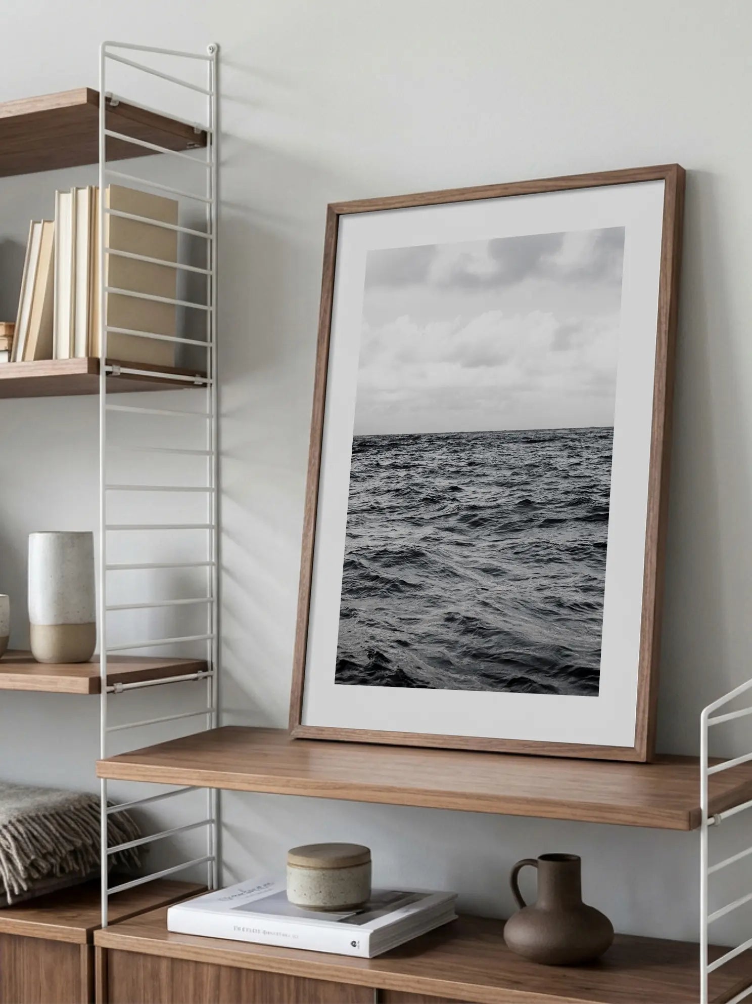 Black and White Waves Poster