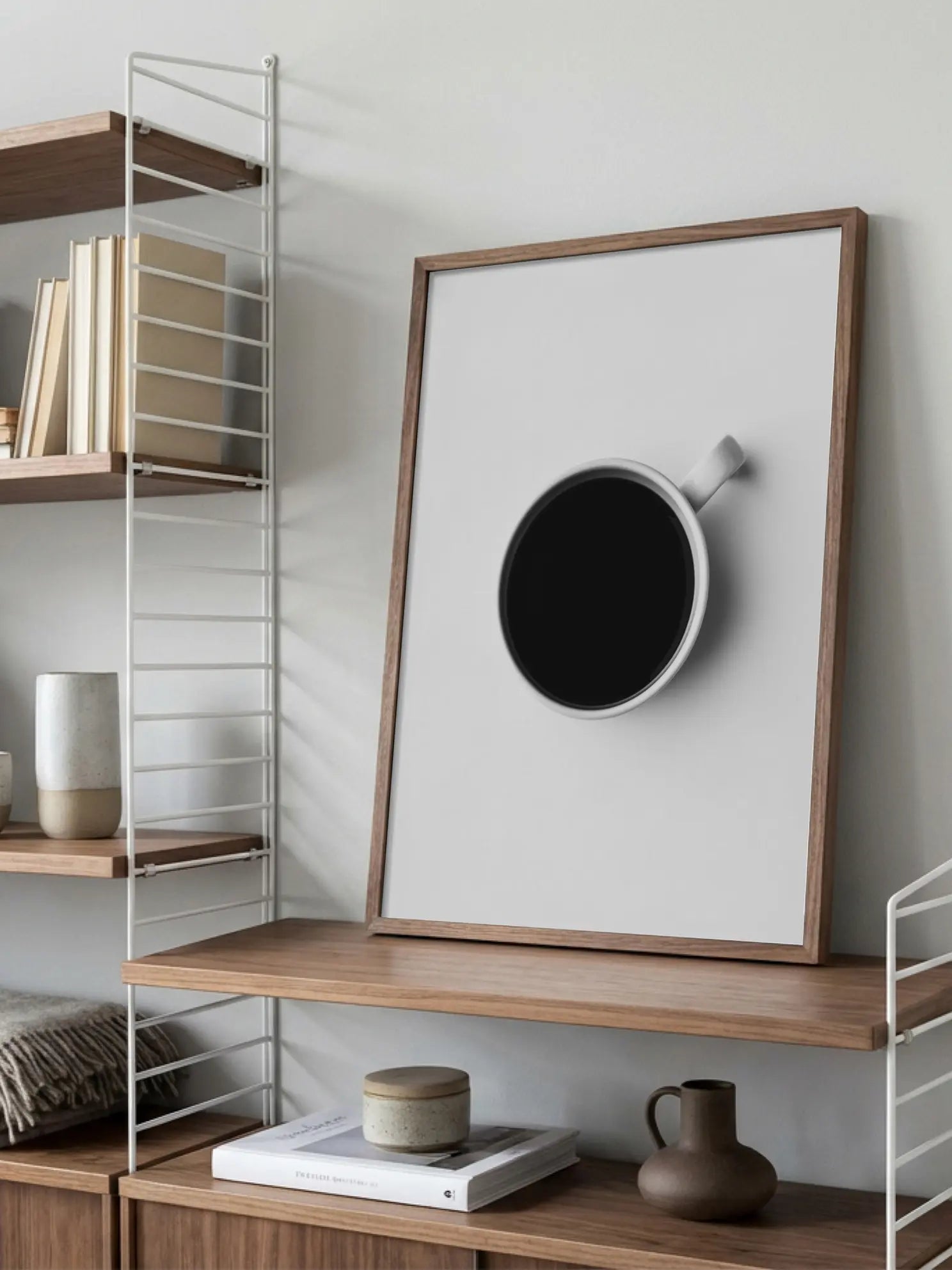 Black Coffee Set Against A Stark White Background Poster